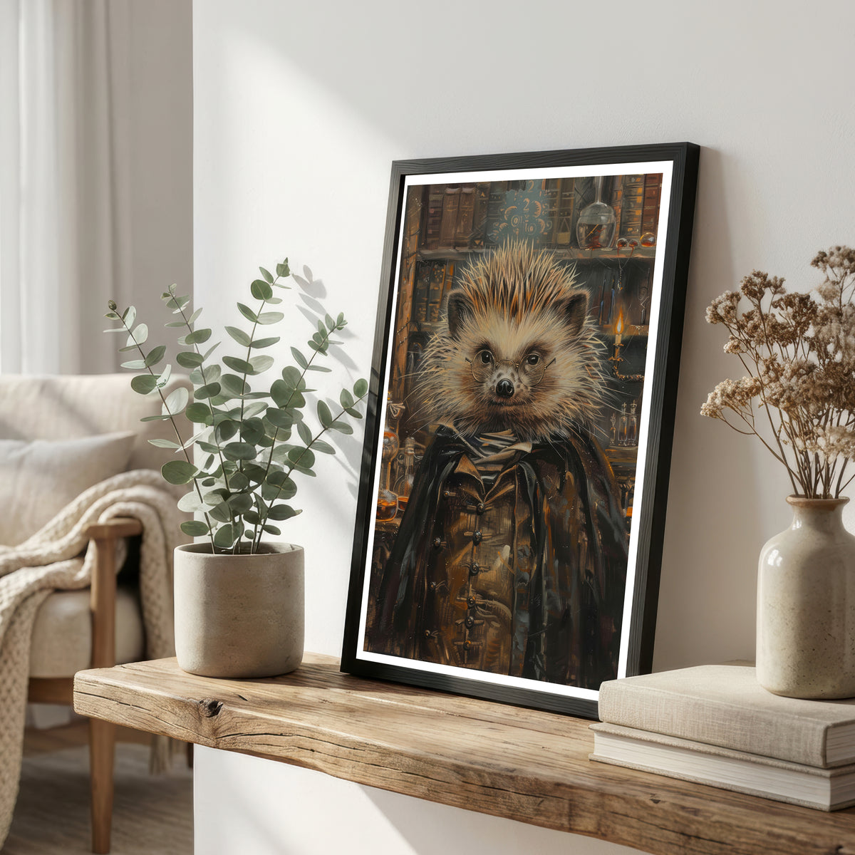 Hedgehog Dark Academia Art Print