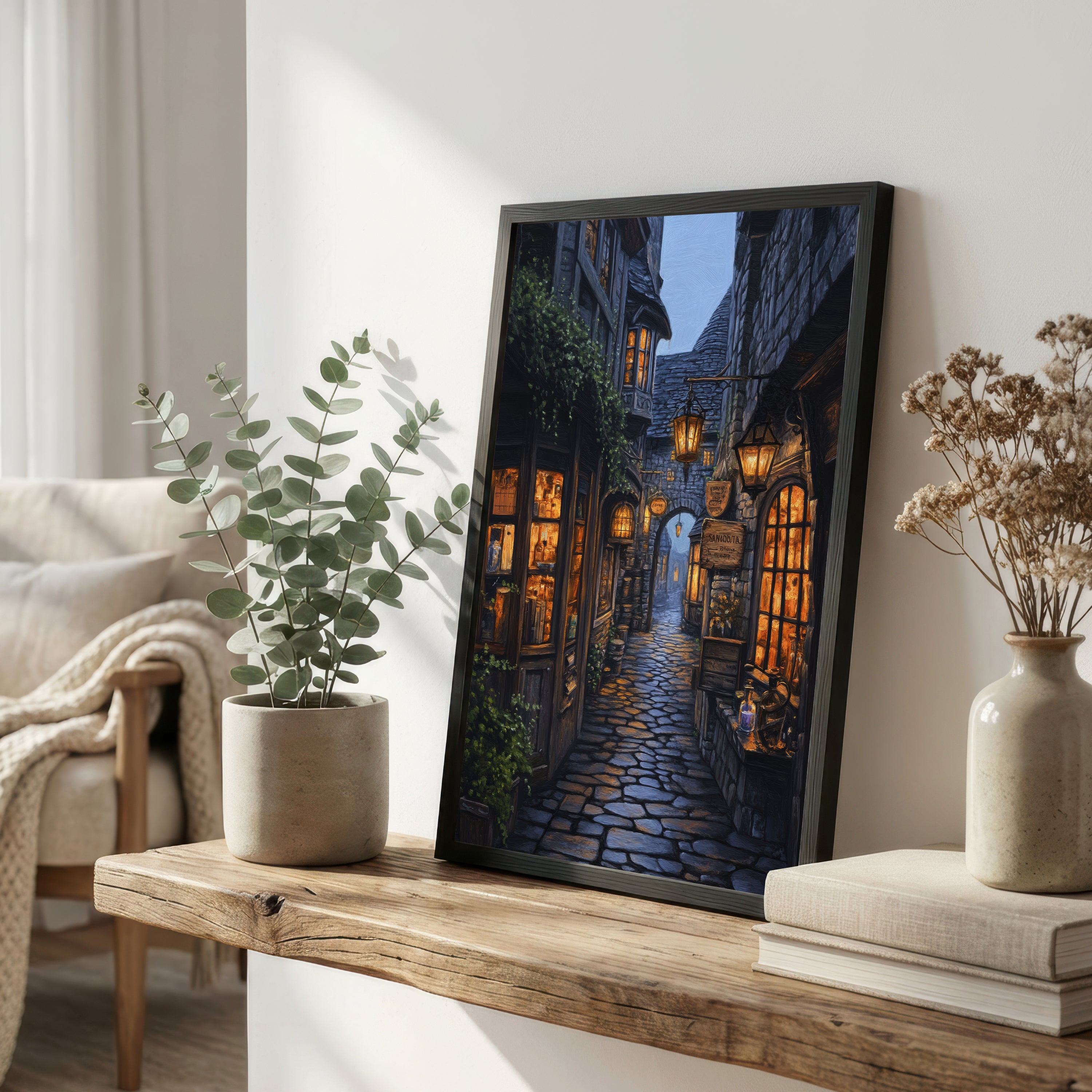 Lantern-Lit Medieval Alley Art Print