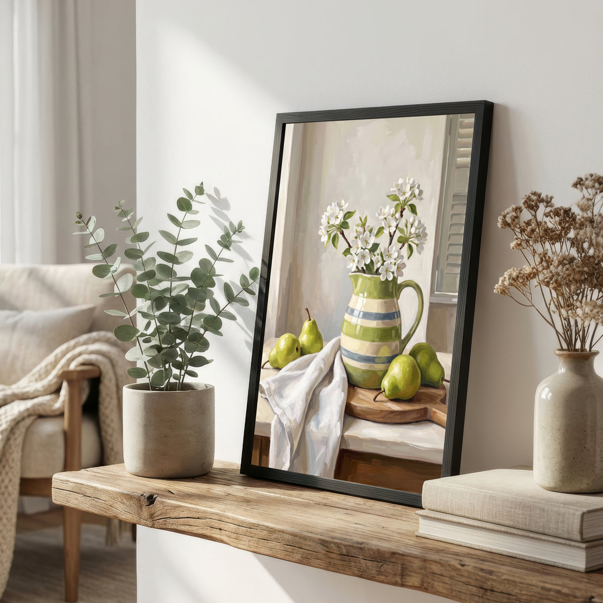 Pears and Blossoms Still Life Art Print