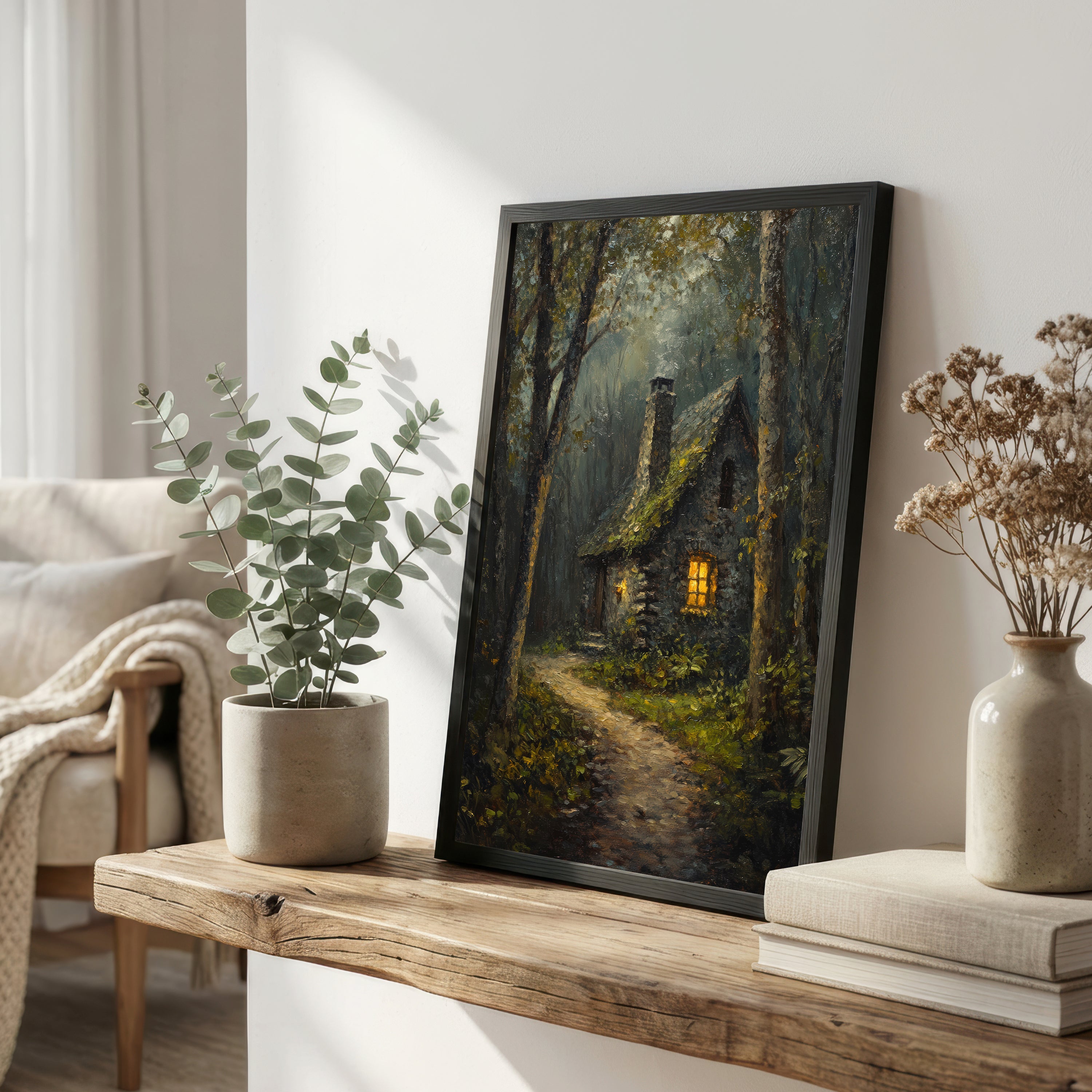 Woodland Cottage Painterly Art Print
