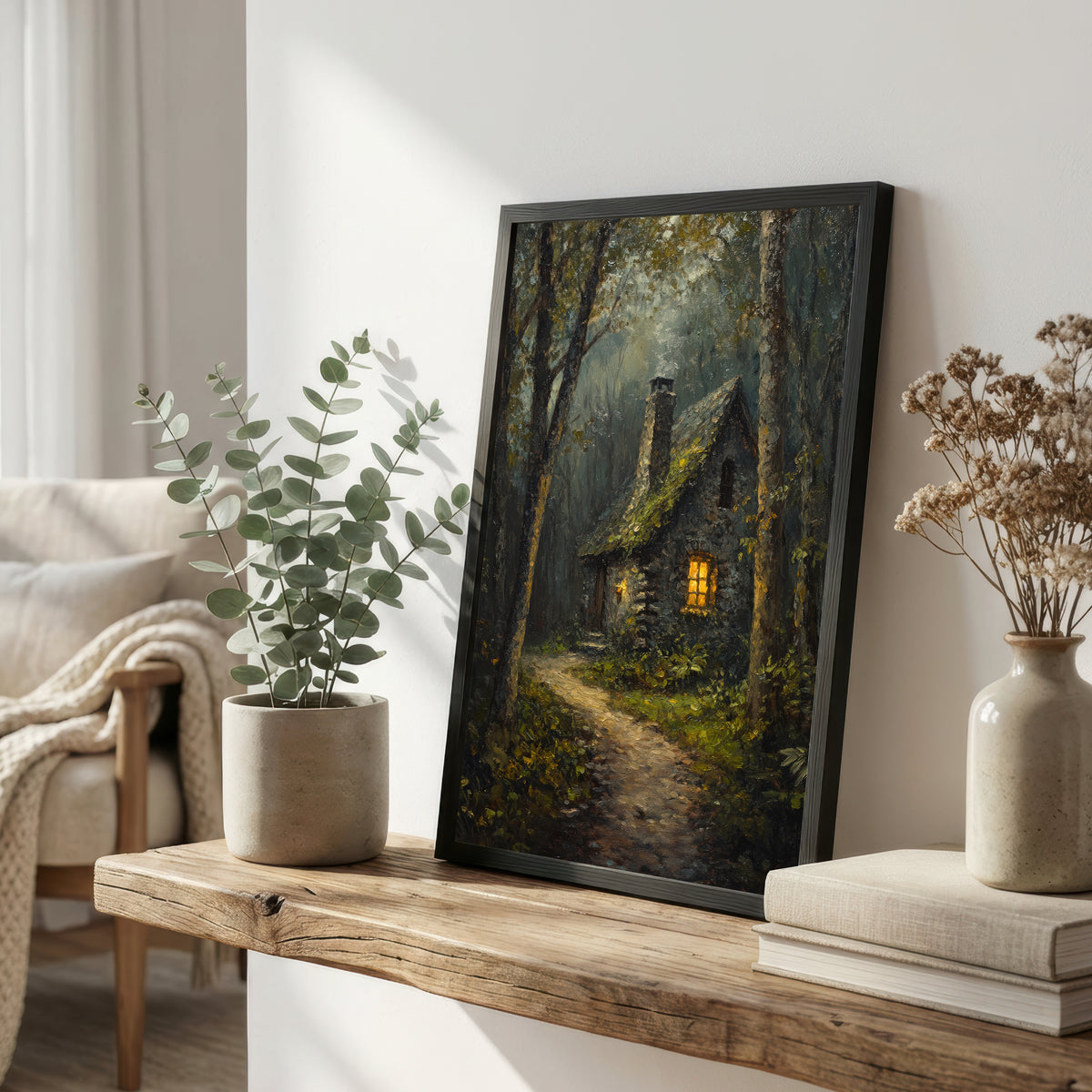 Woodland Cottage Painterly Art Print