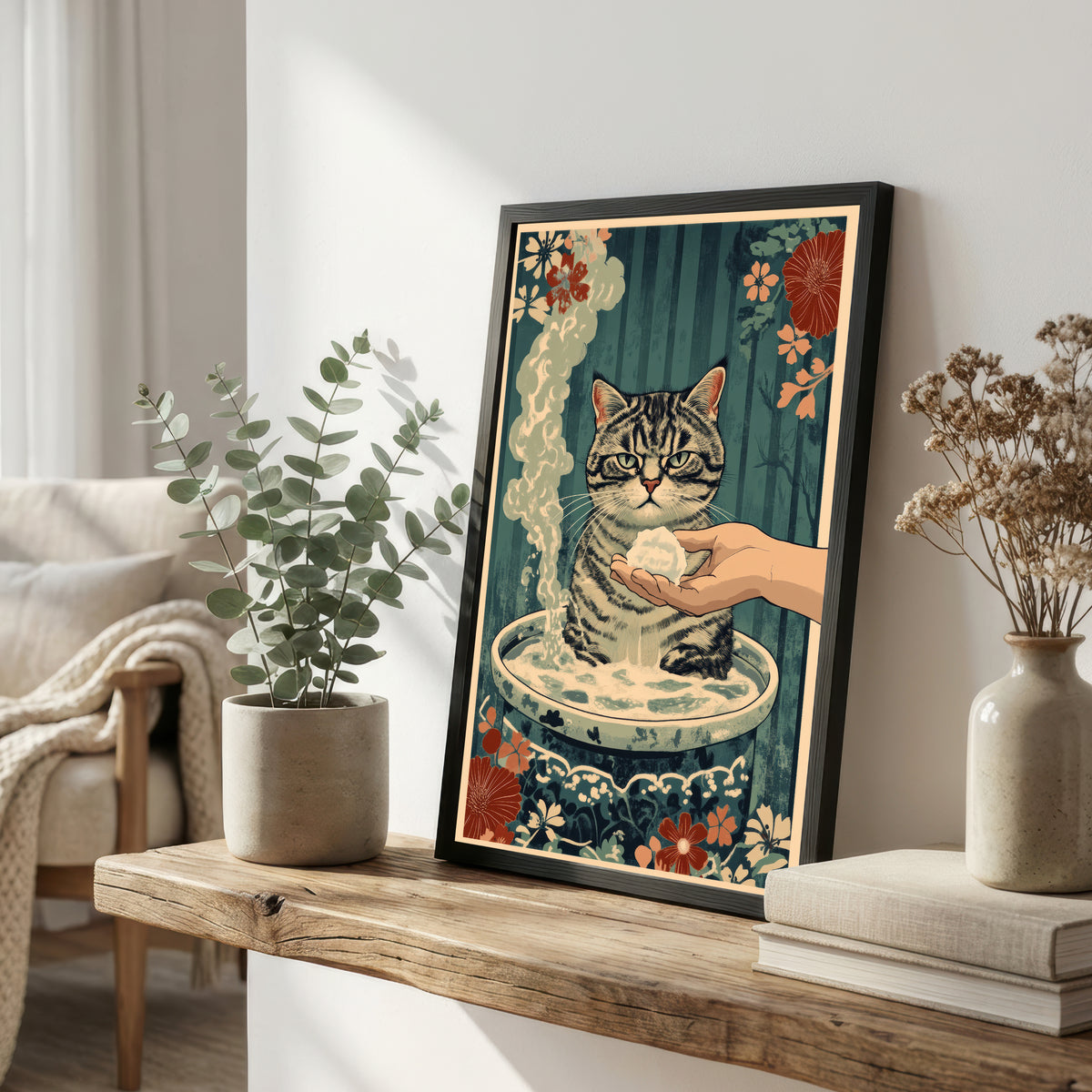 Vintage Cat Bath Art Print