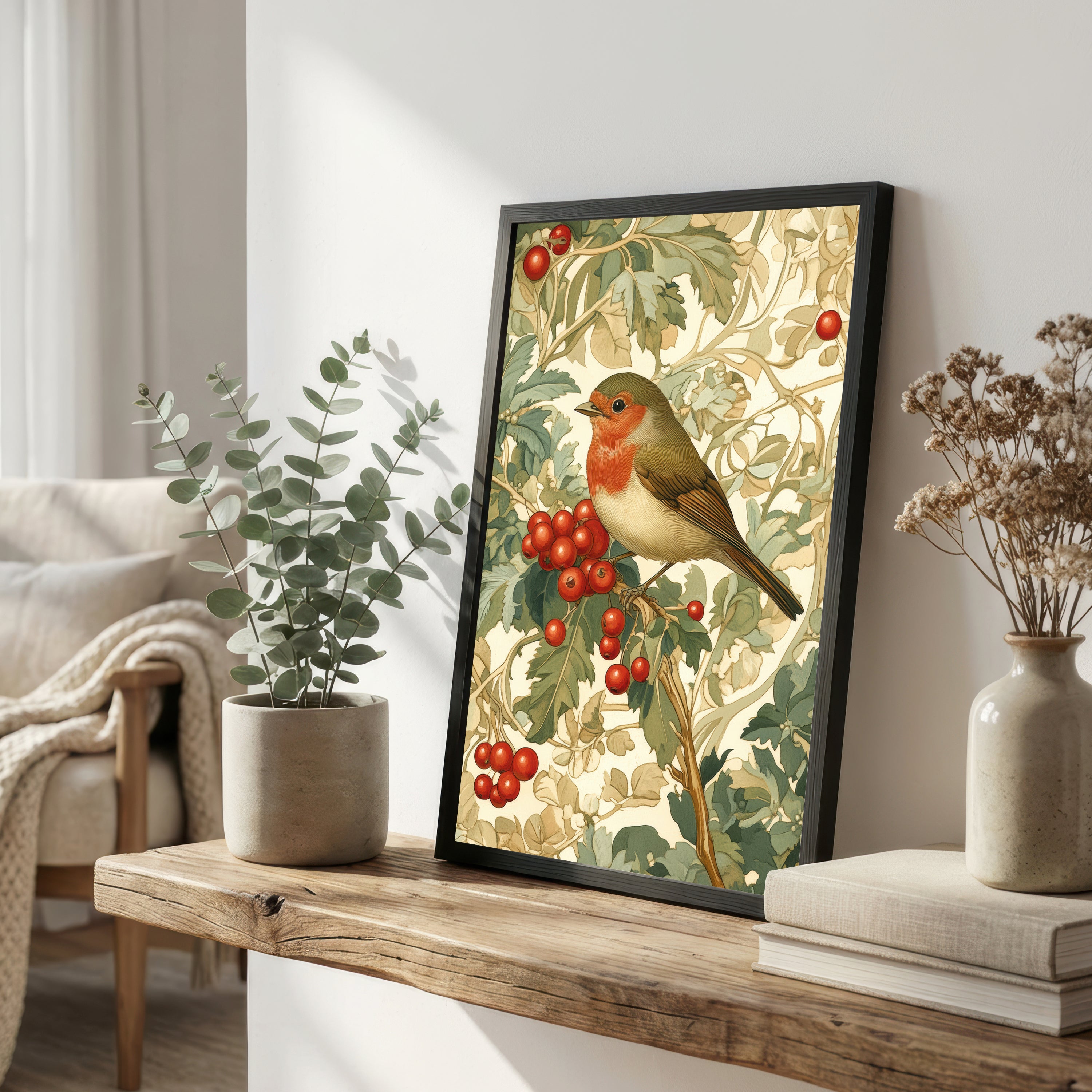 Robin Botanical Art Print