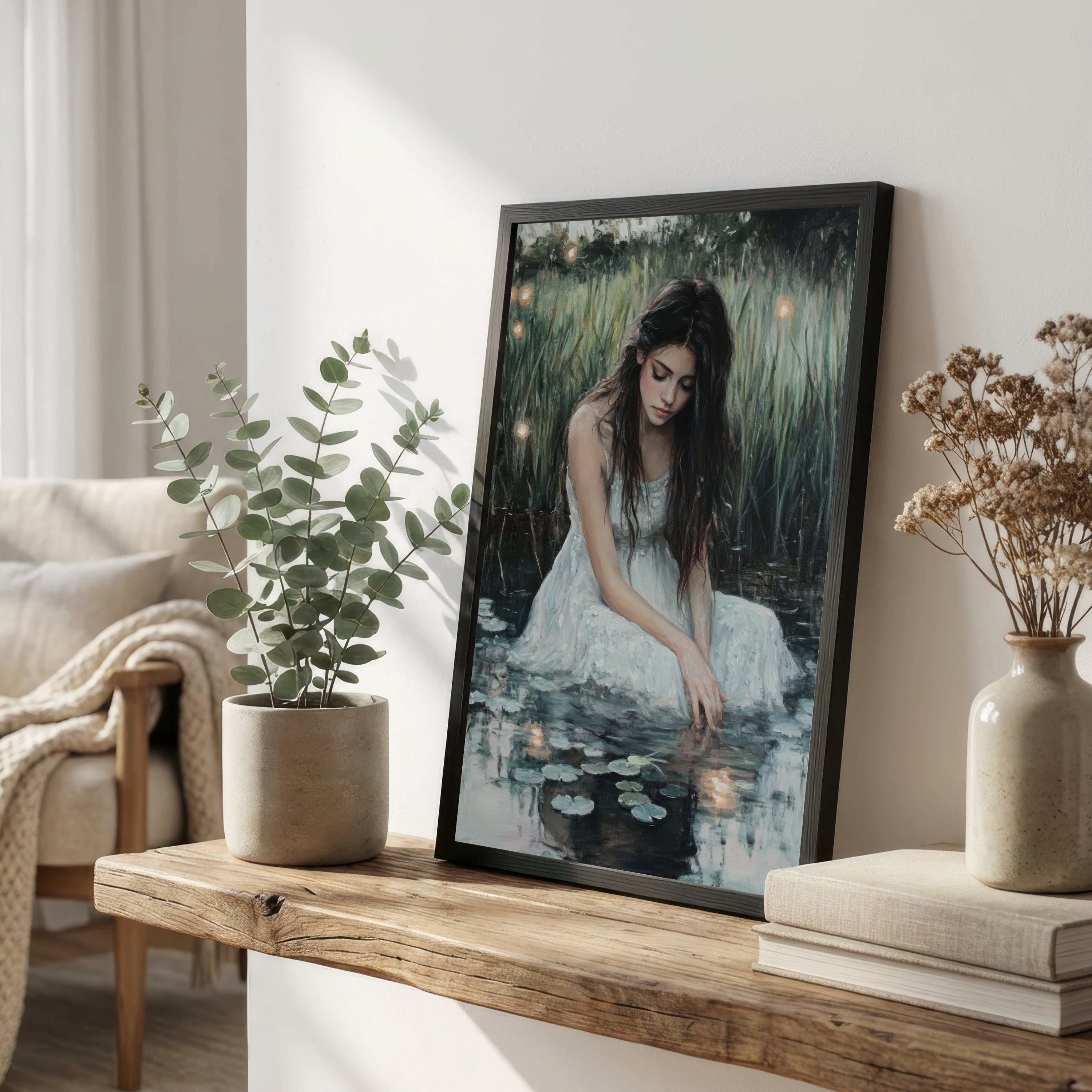 Woman in Water Romantic Art Print