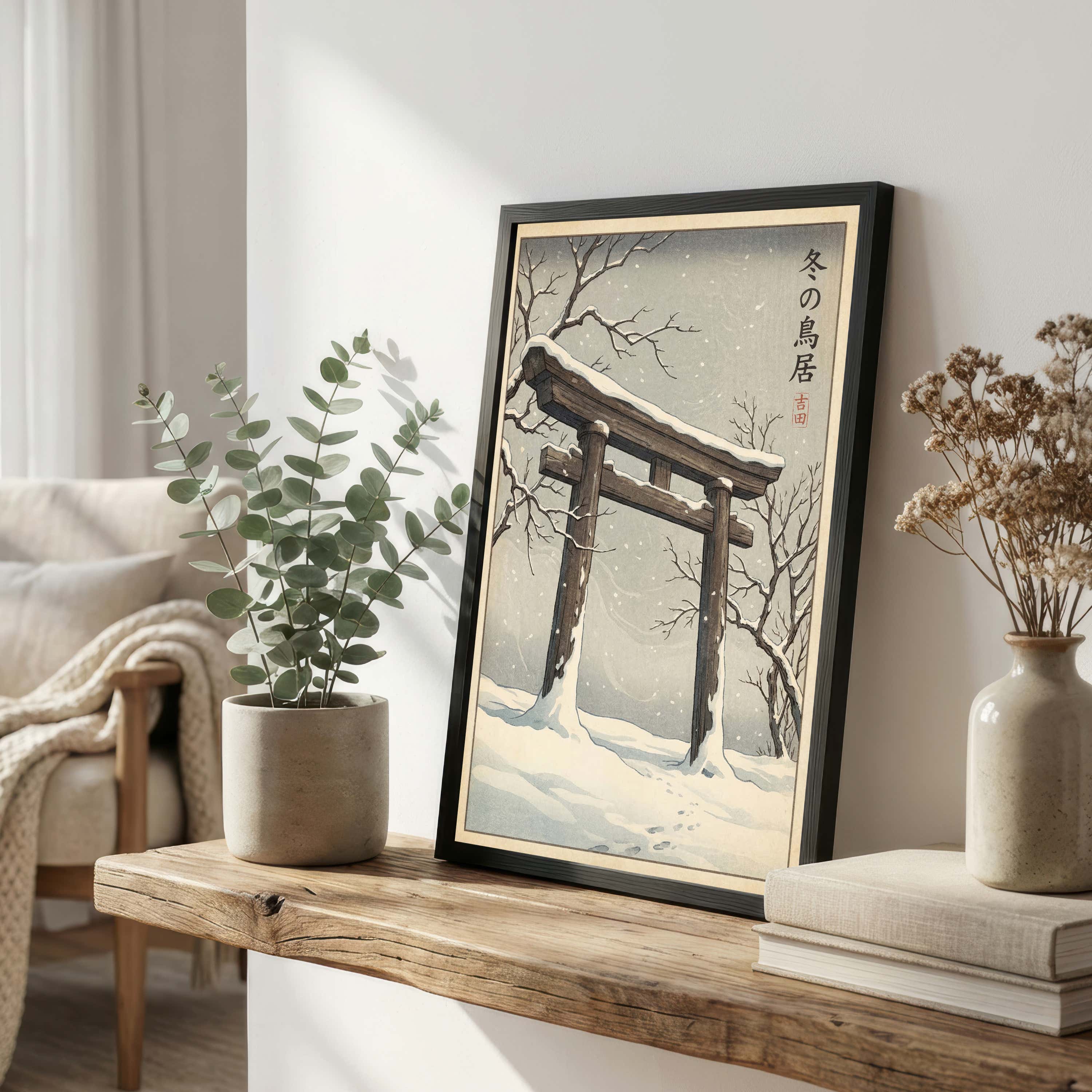 Snowy Torii Gate Japanese Art Print