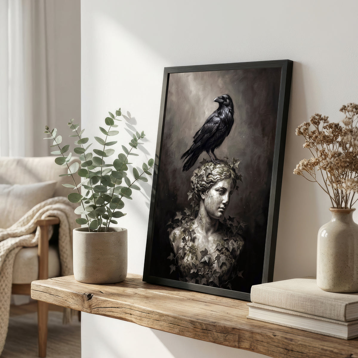 Raven and Classical Bust Art Print
