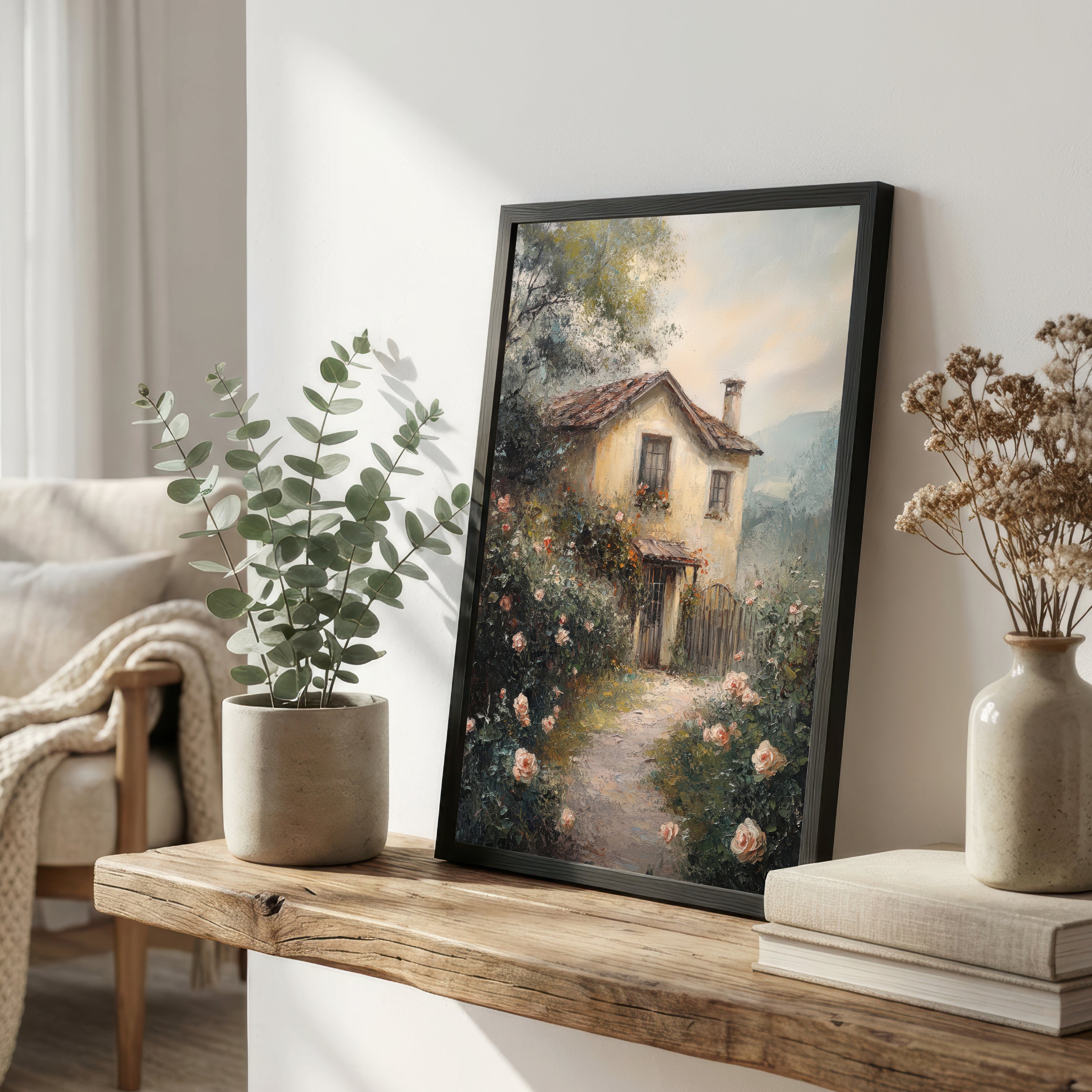 Cottage Rose Garden Art Print