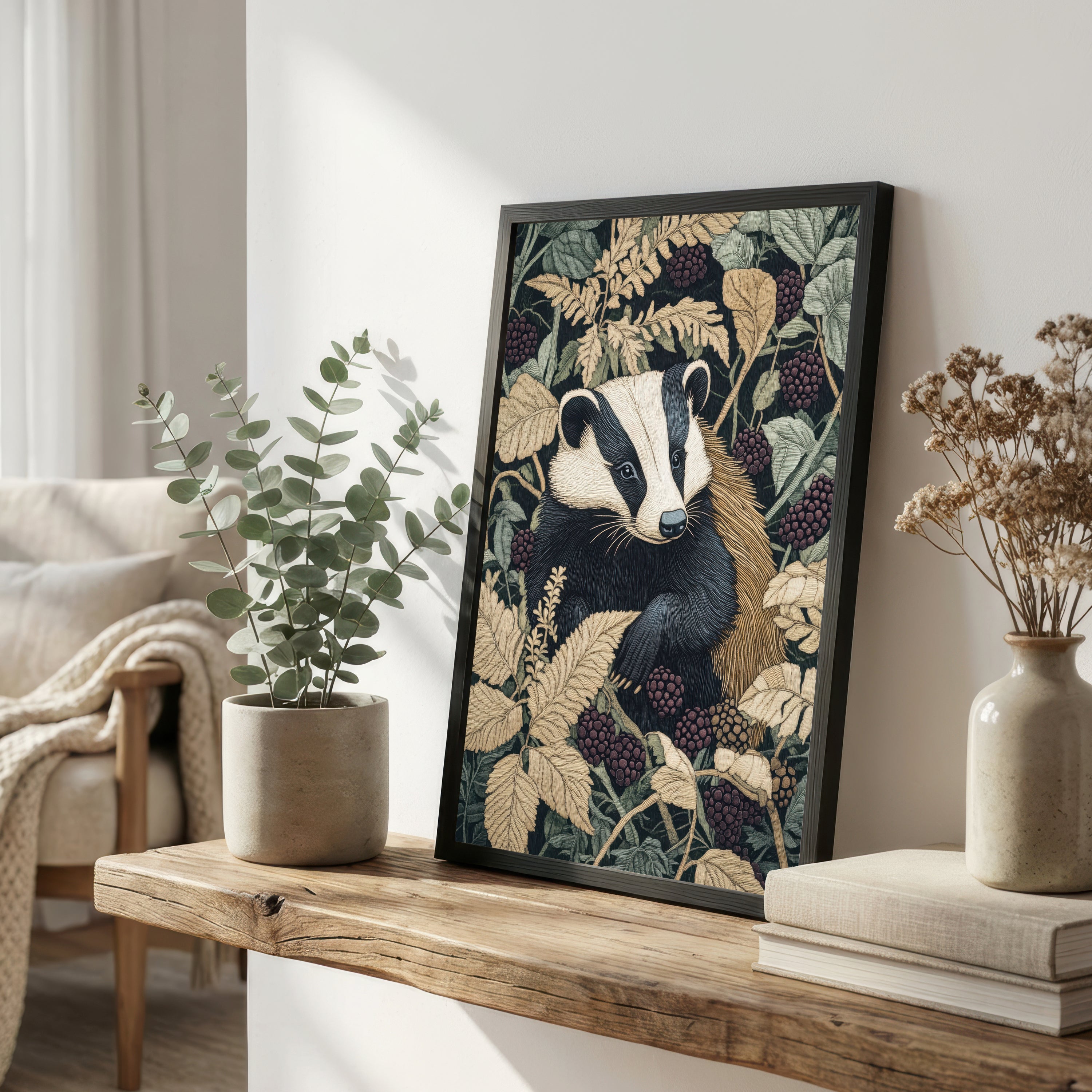 Badger Blackberry Botanical Art Print