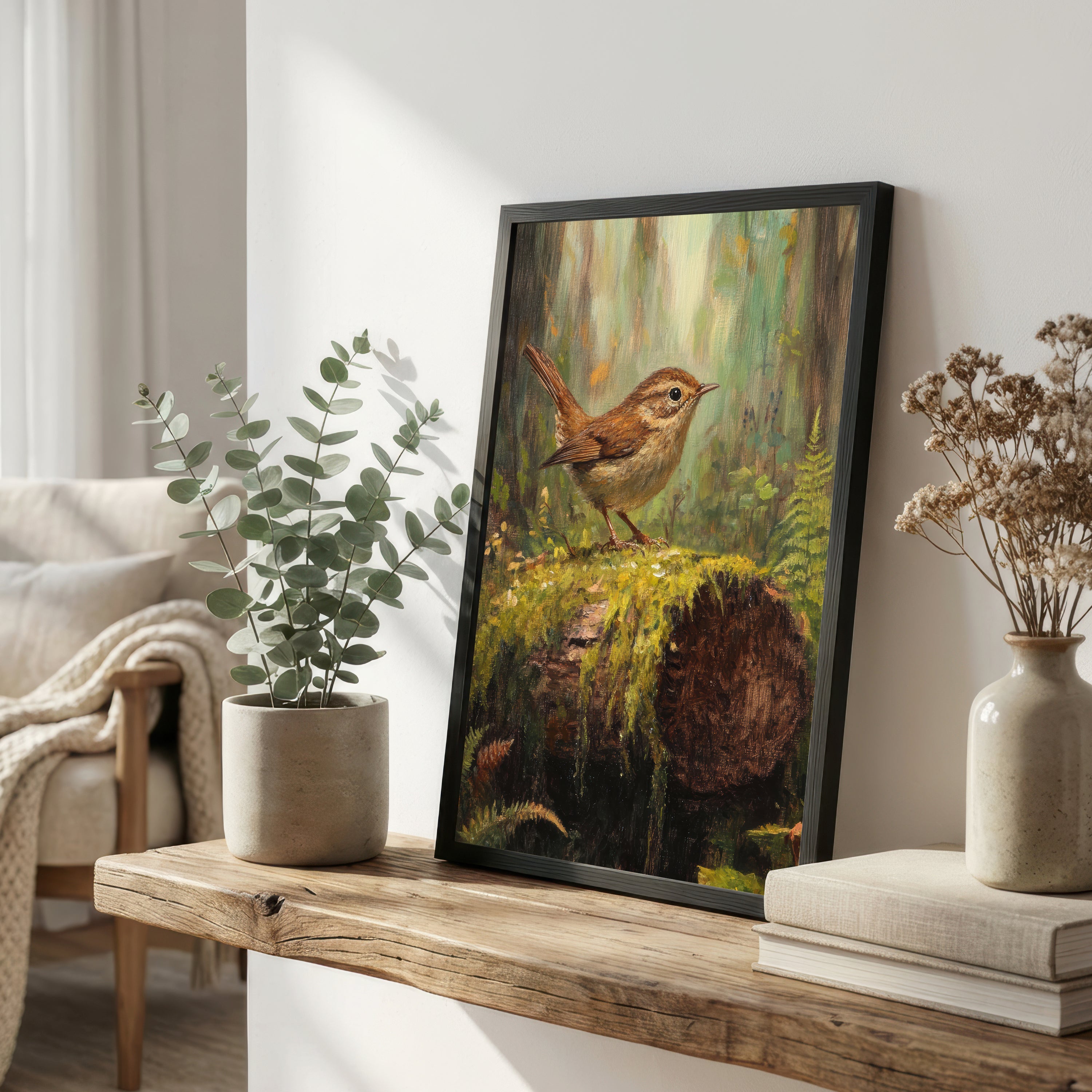 Woodland Wren Painterly Art Print