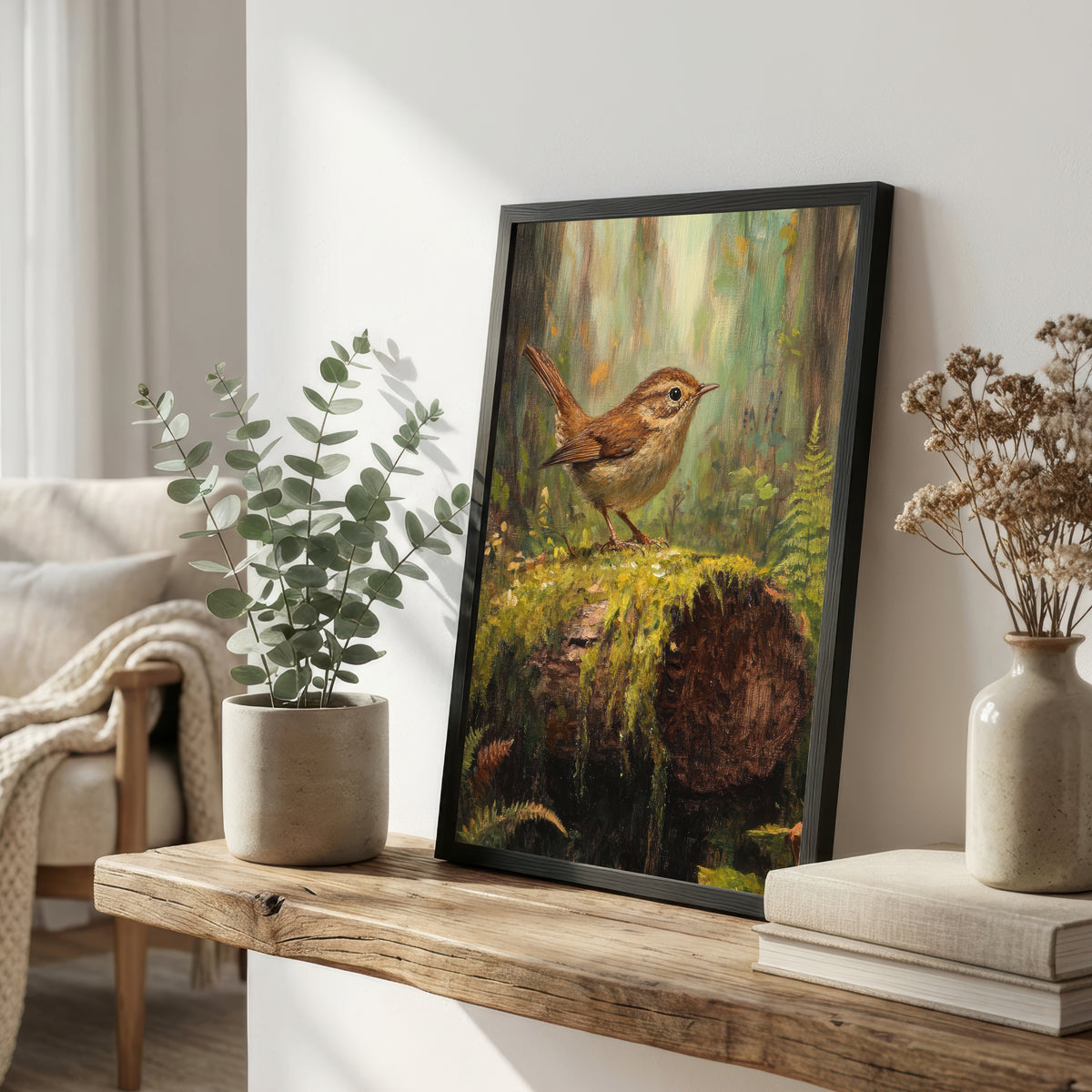Woodland Wren Painterly Art Print