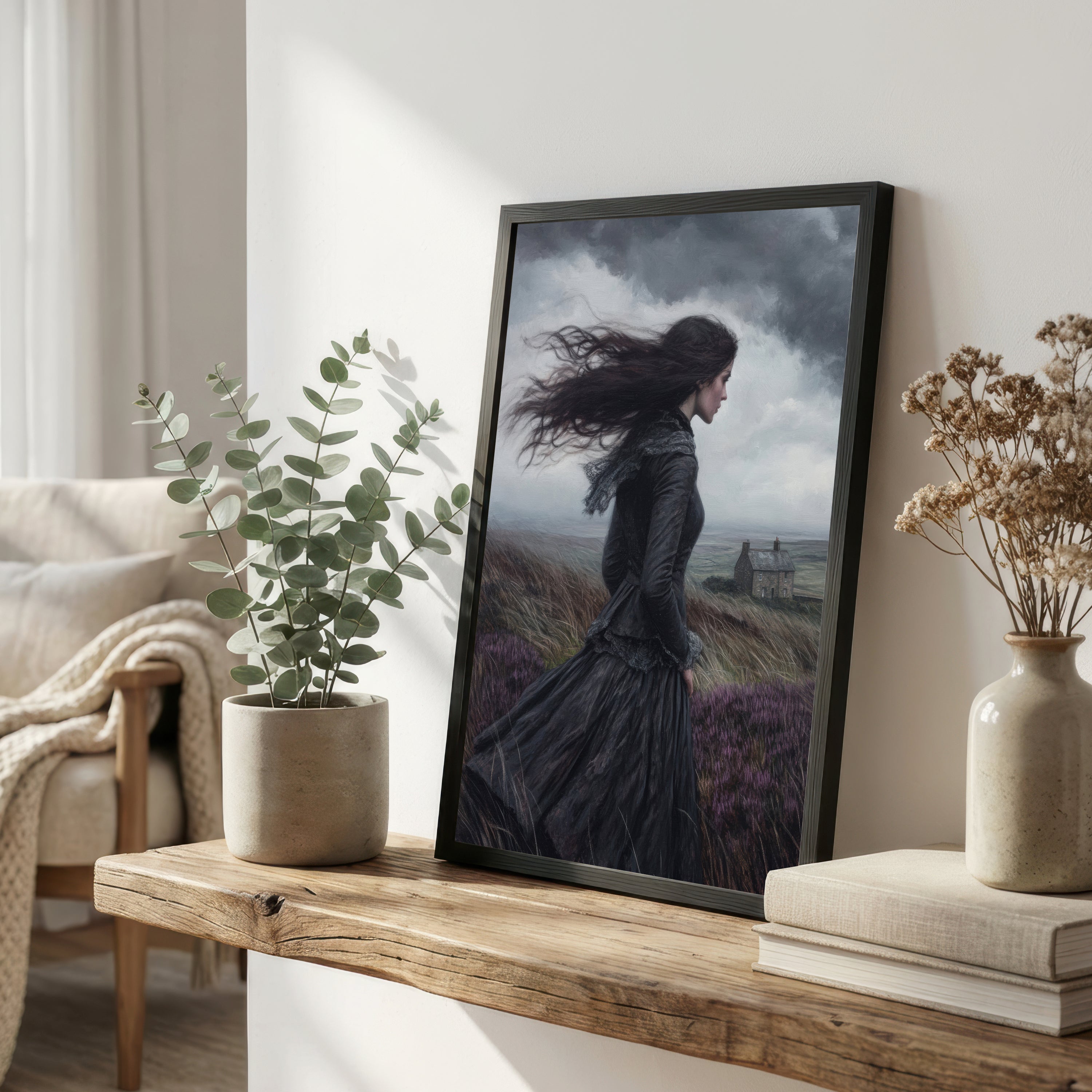 Windswept Woman Moorland Art Print