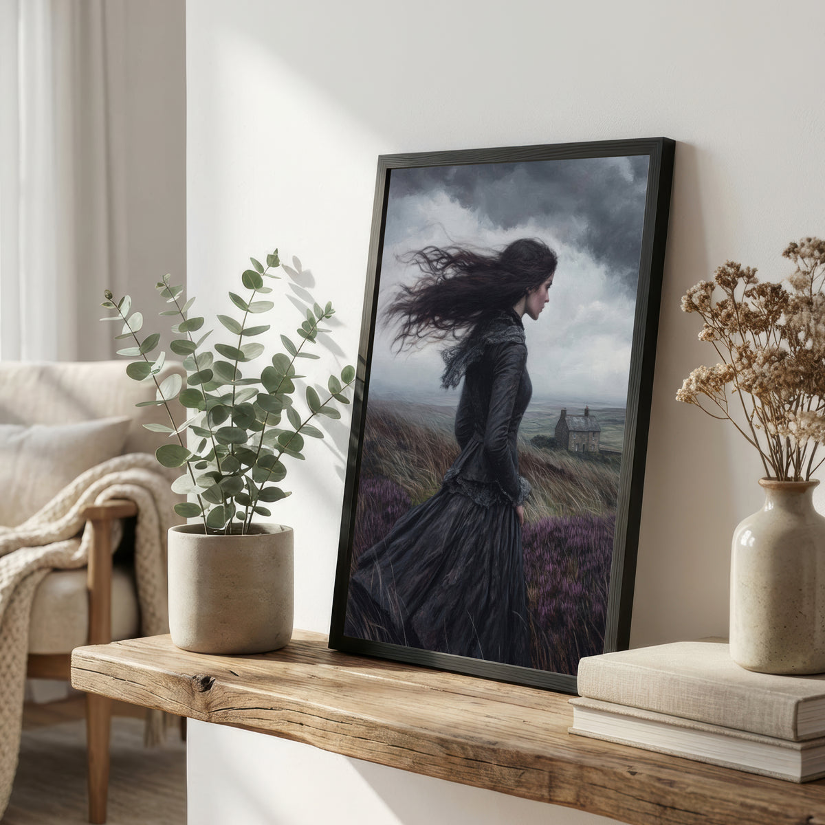 Windswept Woman Moorland Art Print