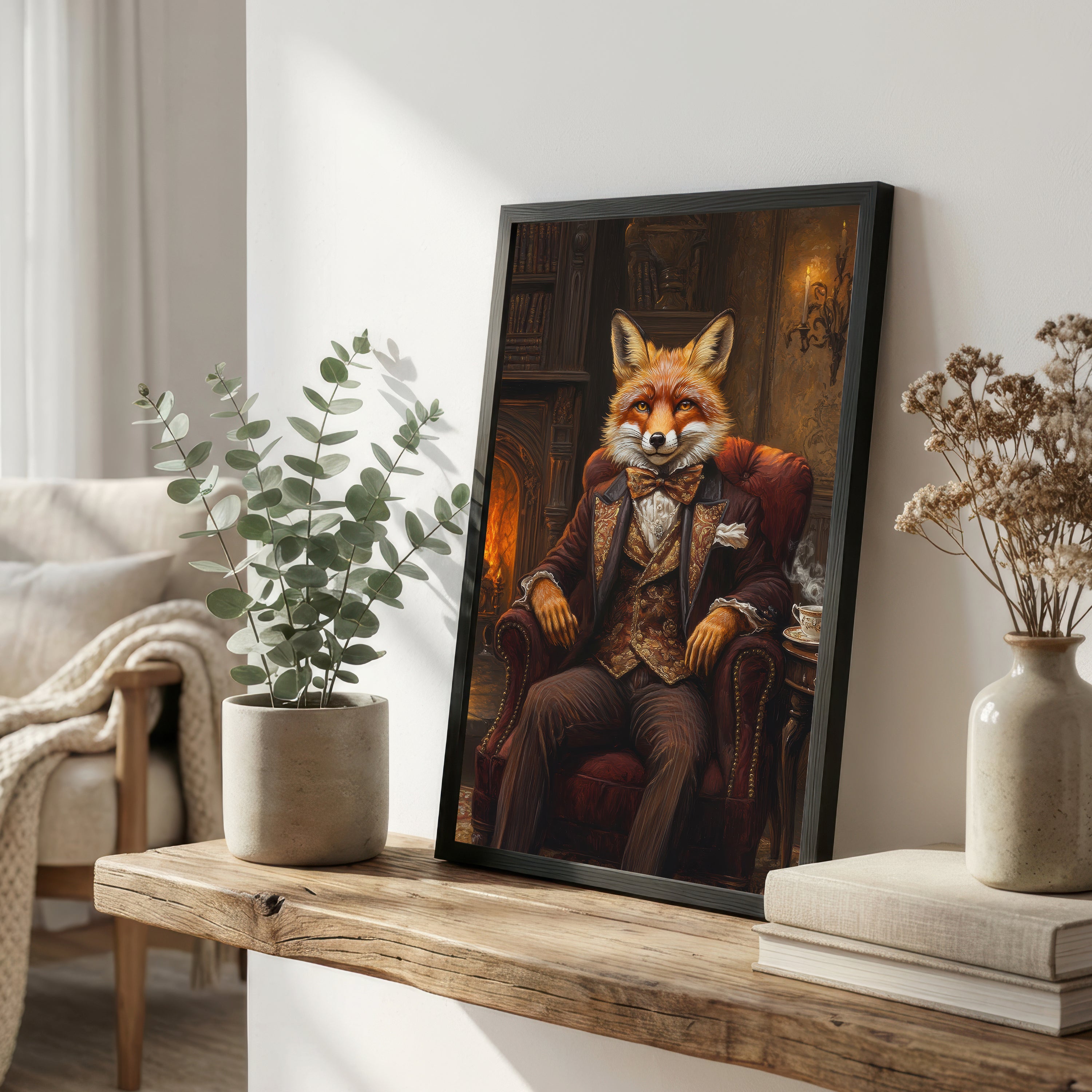 Dapper Fox Dark Academia Art Print