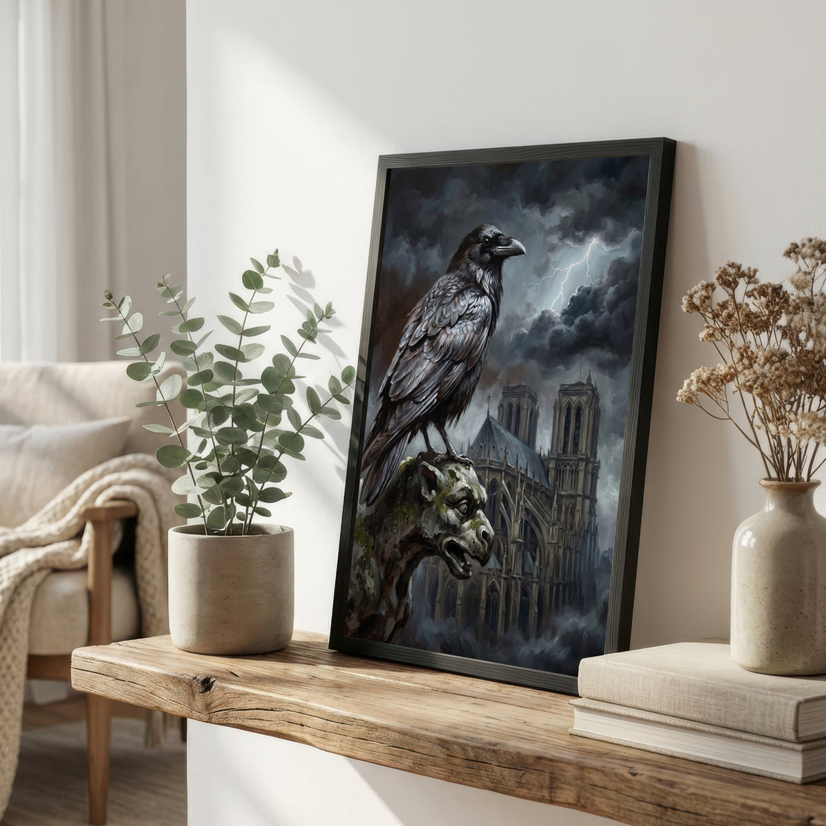 Raven Gargoyle Gothic Art Print