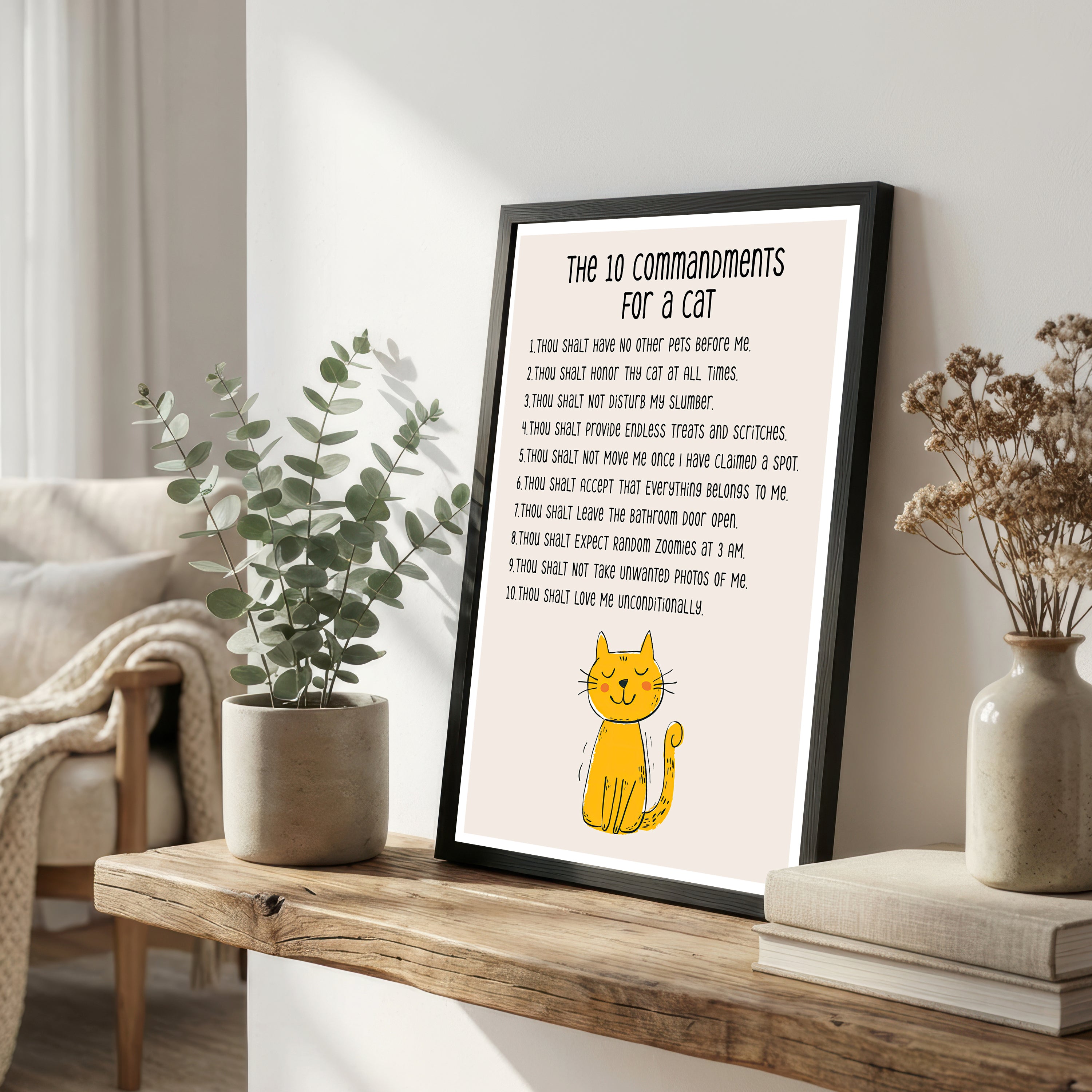 Cat Commandments Humorous Art Print