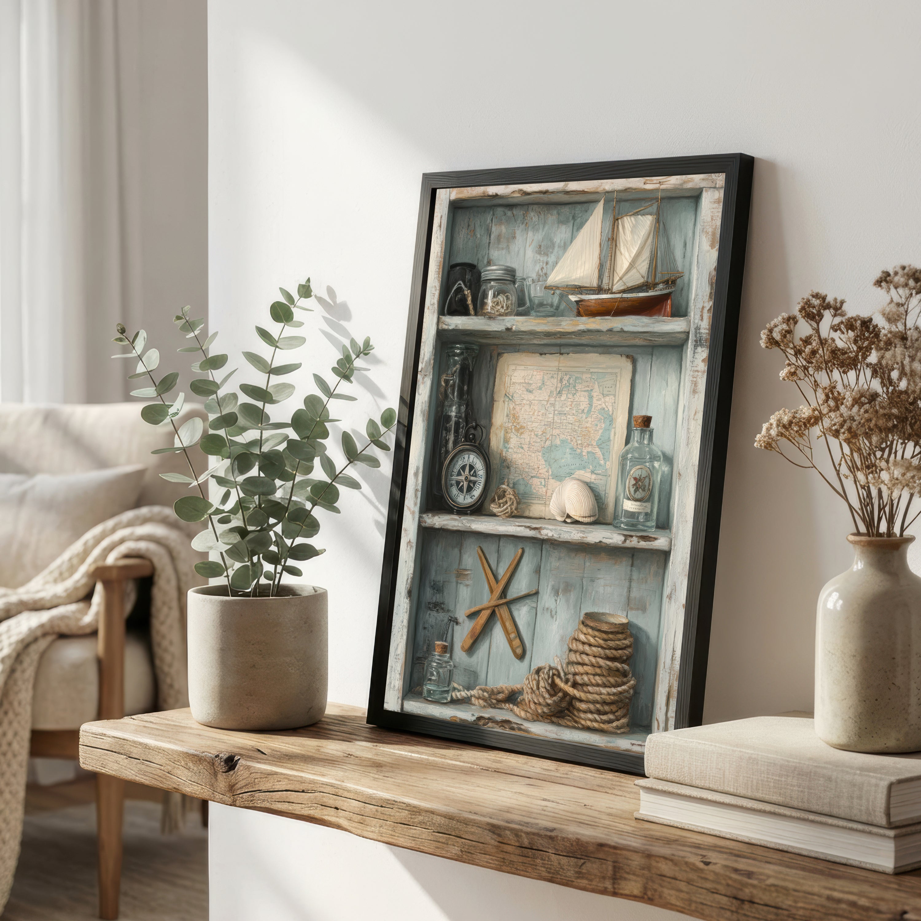 Vintage Nautical Shelf Art Print