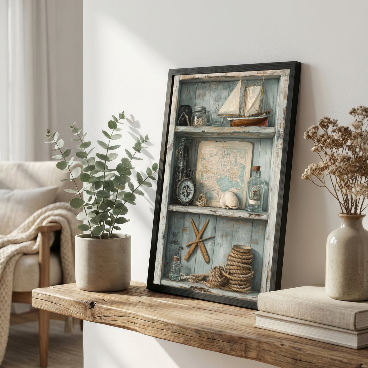 Vintage Nautical Shelf Art Print