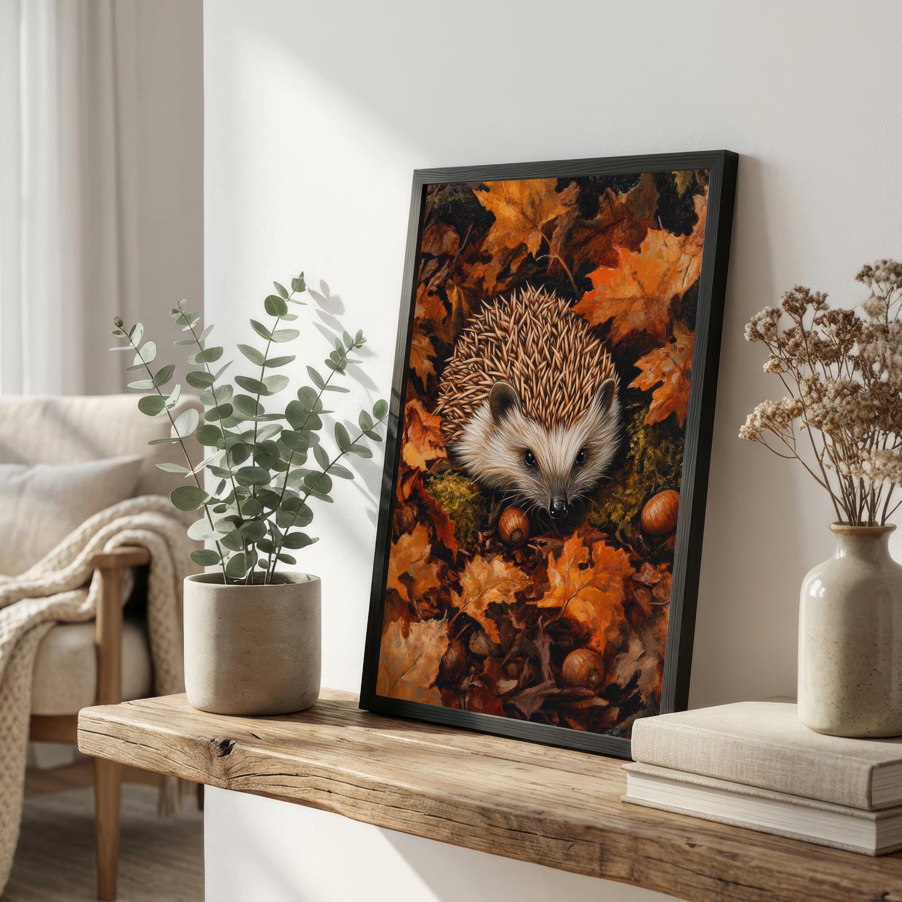 Autumn Hedgehog Woodland Art Print