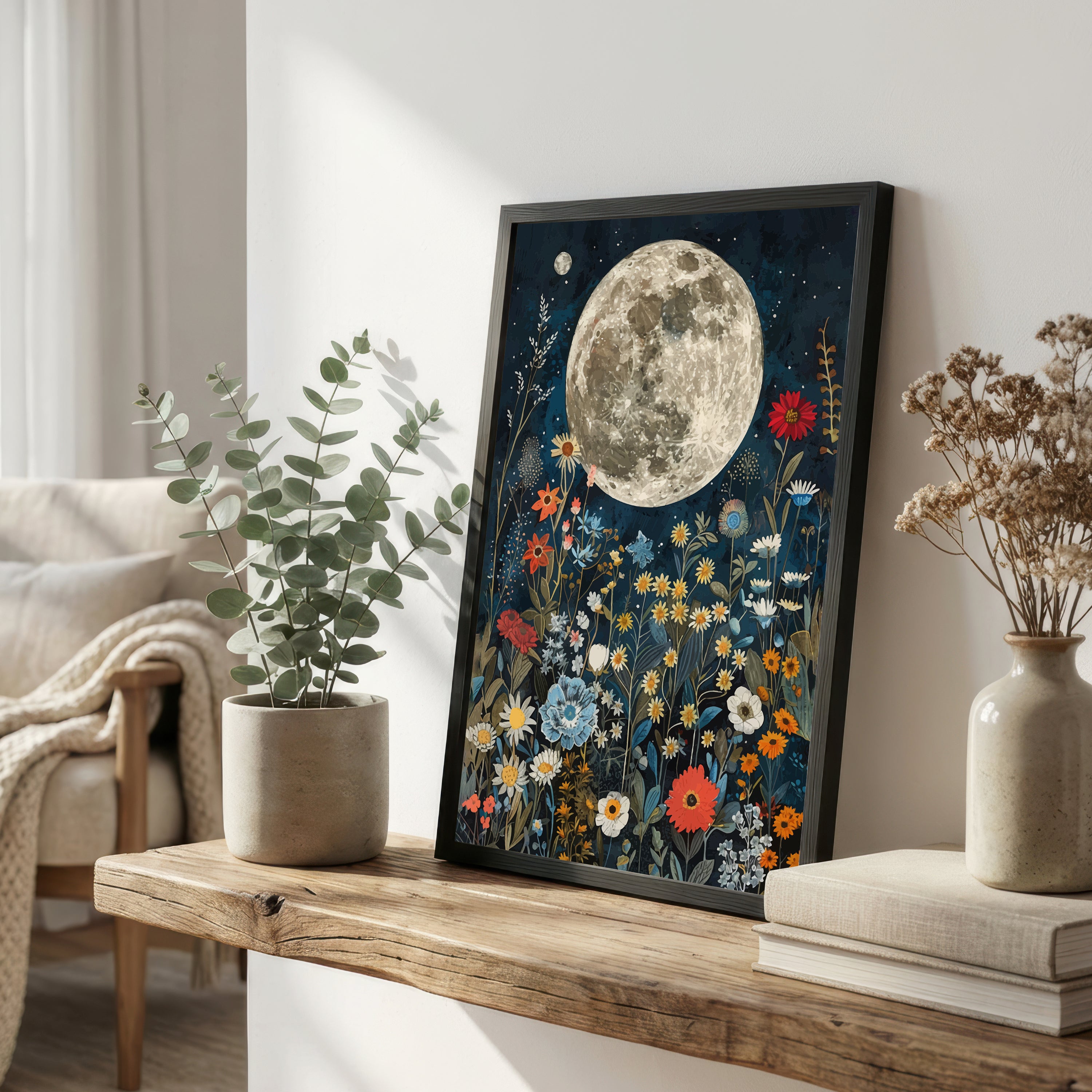 Moonlit Wildflower Garden Art Print