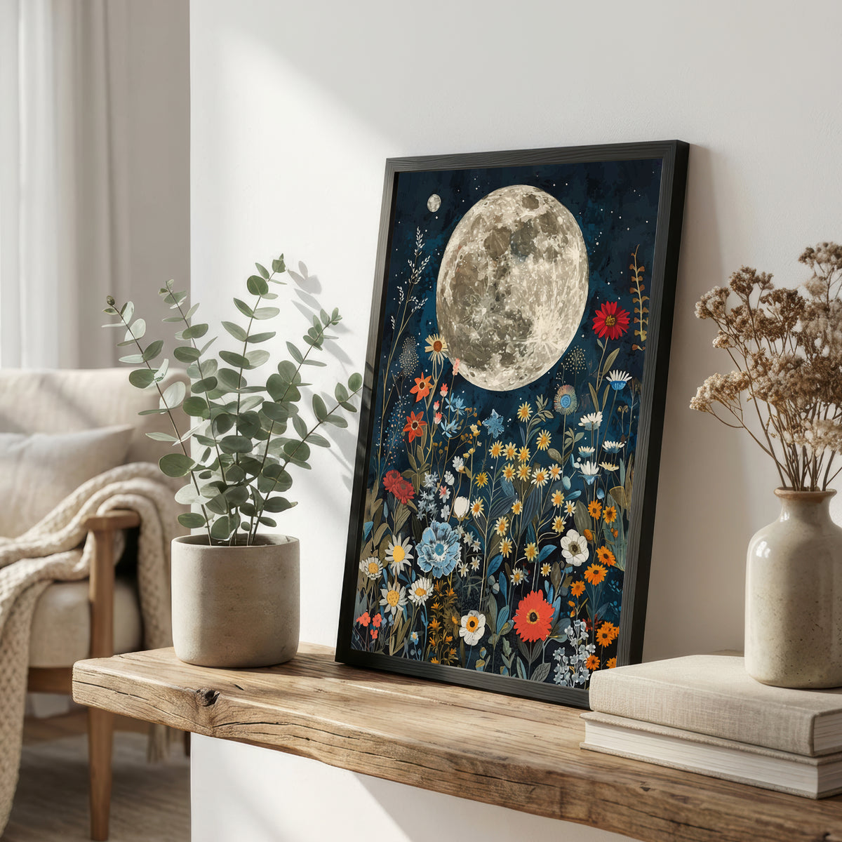 Moonlit Wildflower Garden Art Print