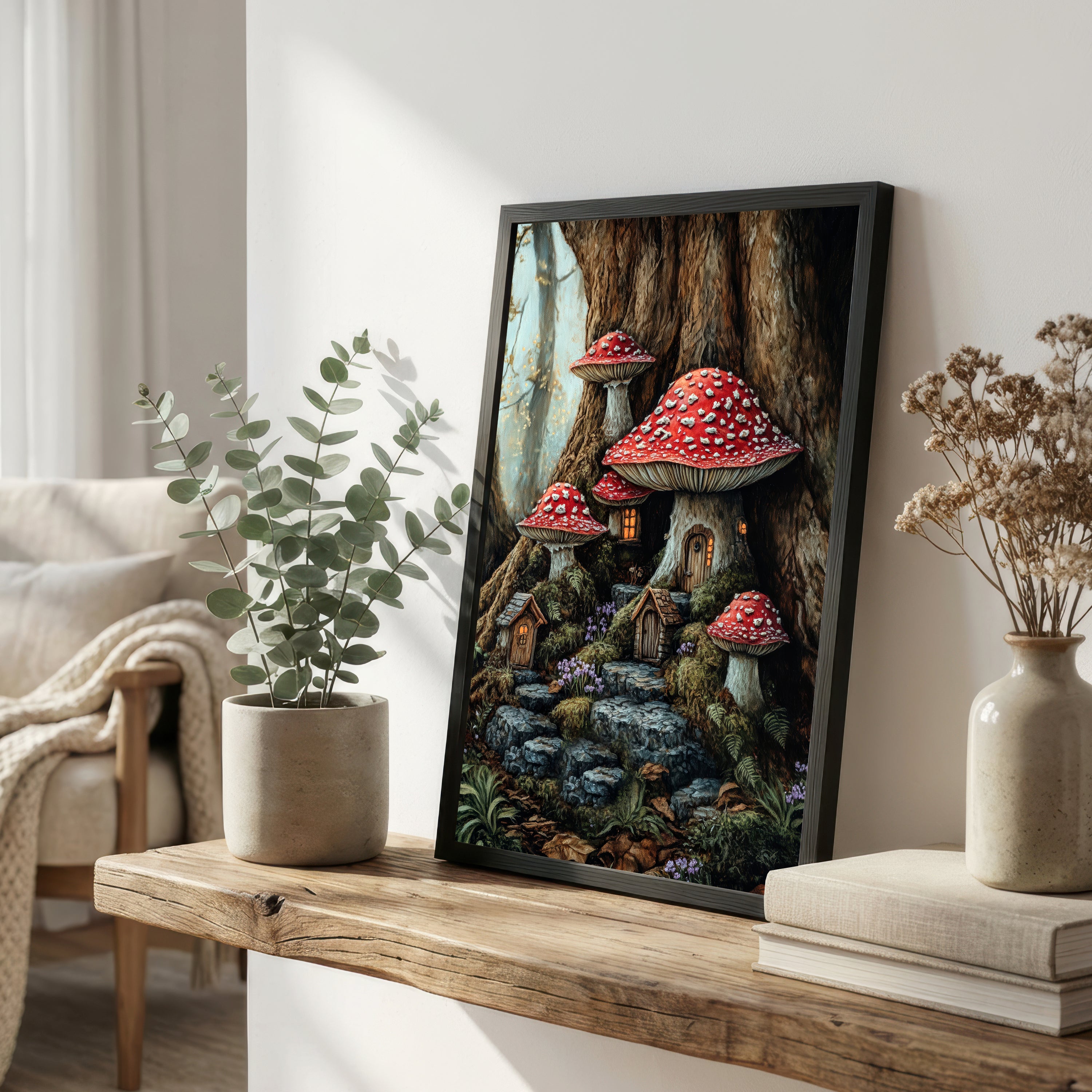 Enchanted Mushroom Village Art Print