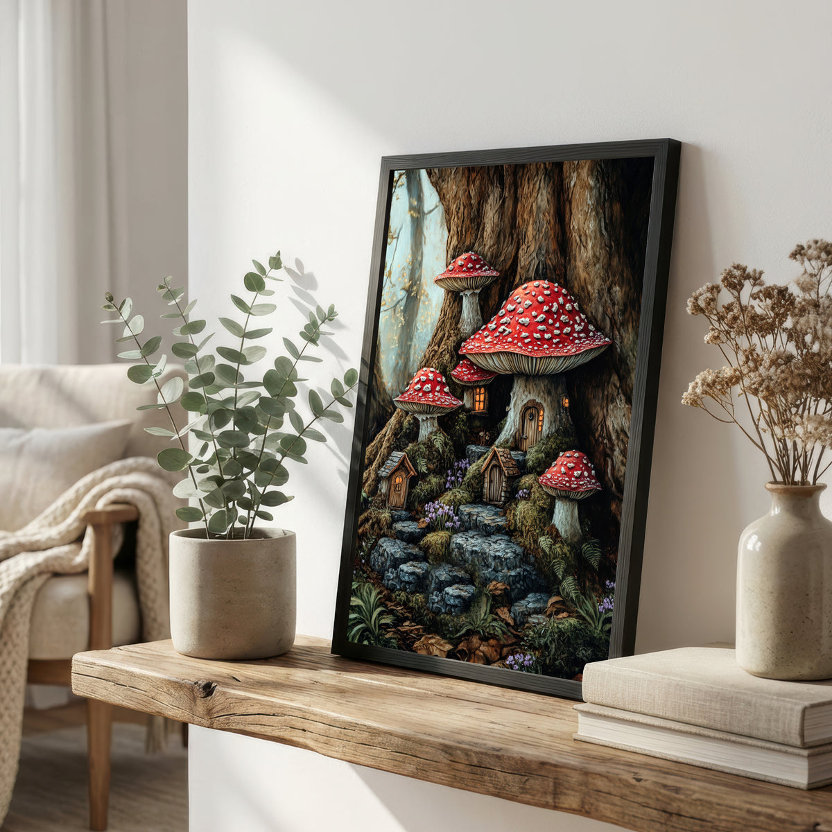 Enchanted Mushroom Village Art Print