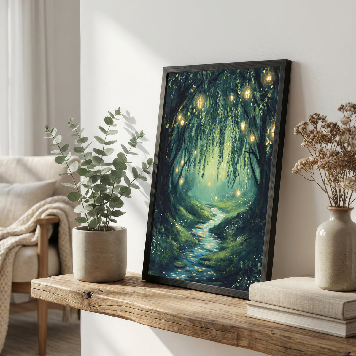 Enchanted Woodland Lanterns Art Print