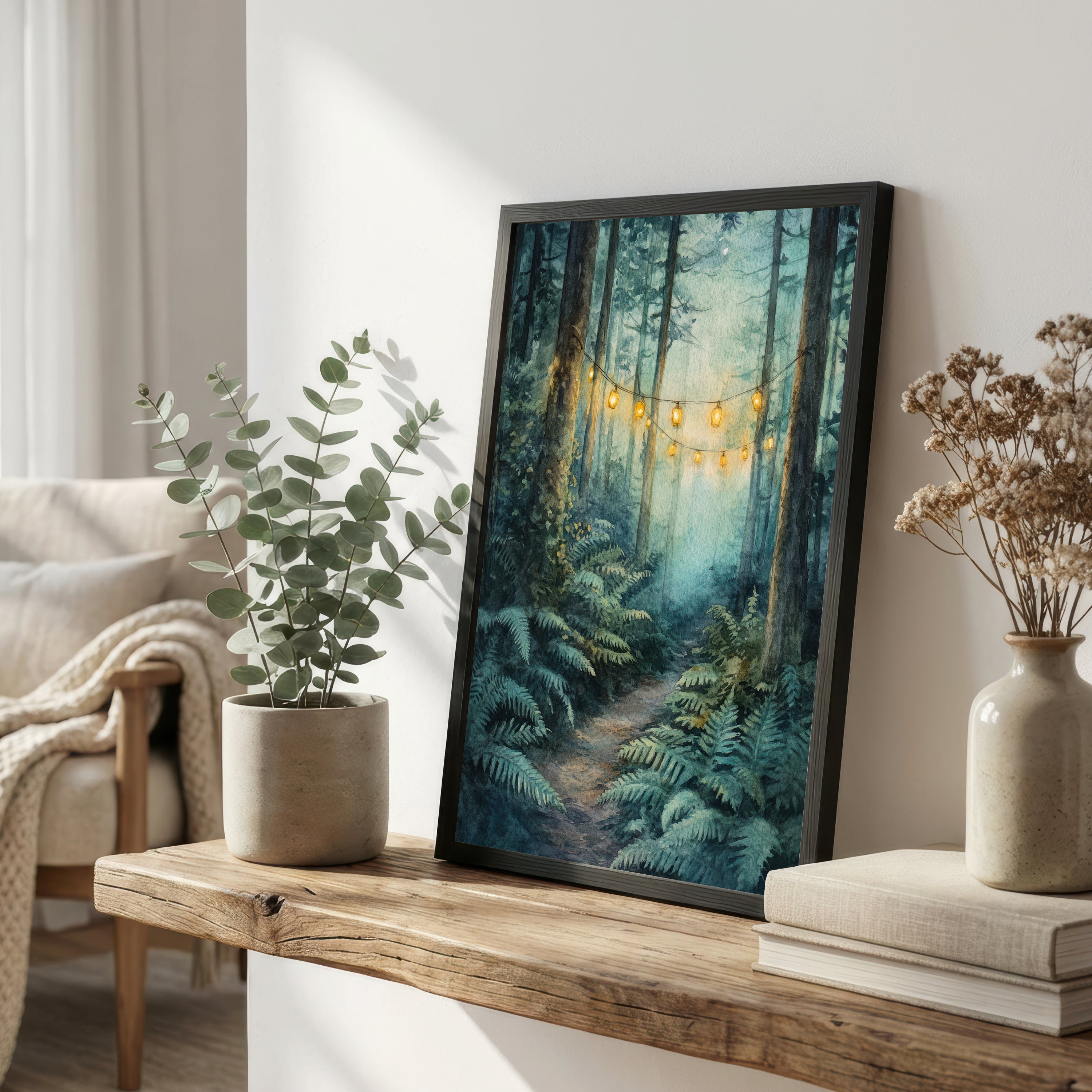 Enchanted Forest String Lights Art Print