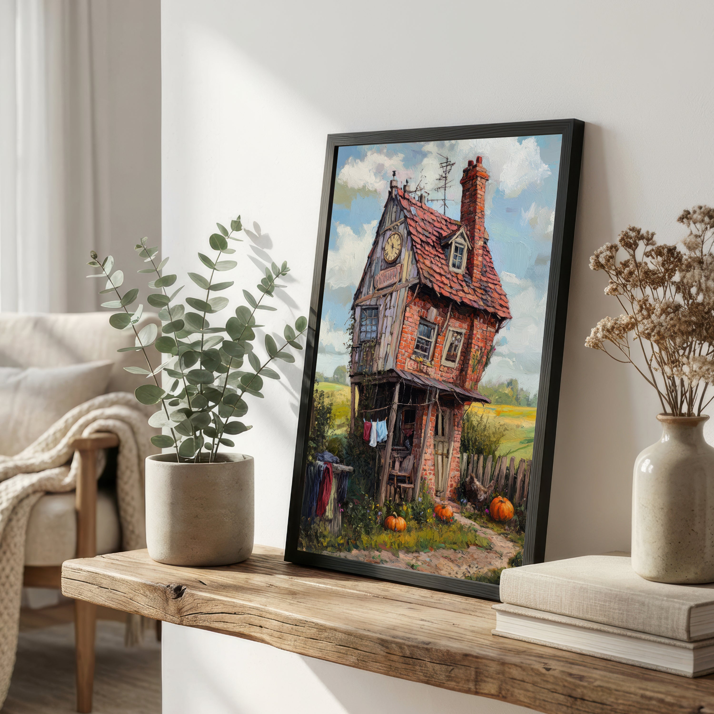 Whimsical Crooked Cottage Art Print
