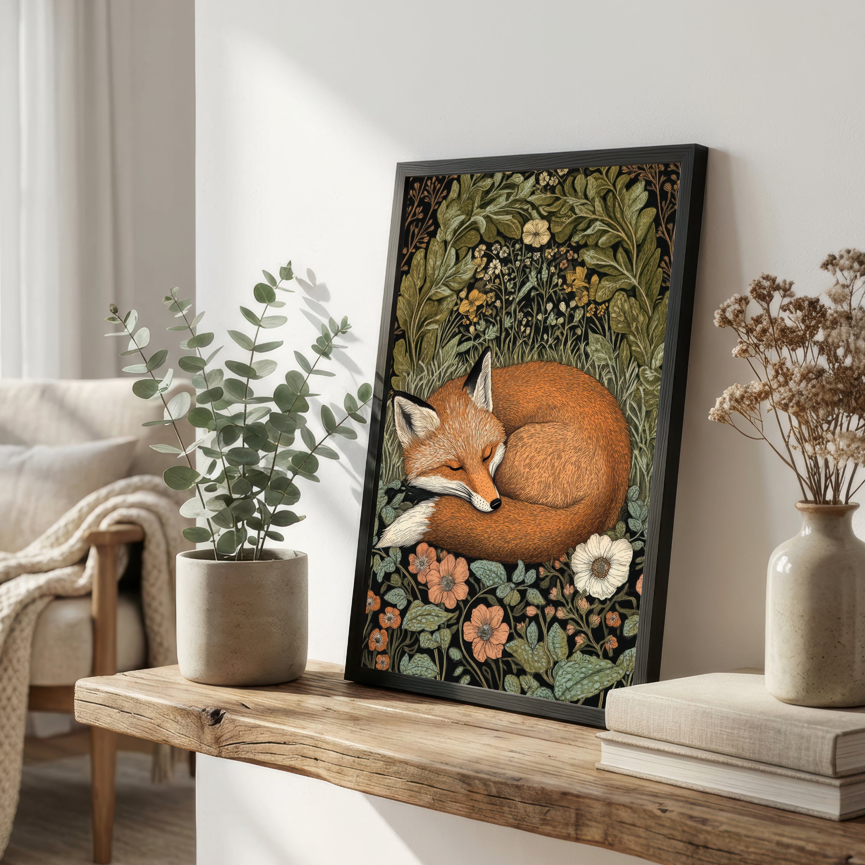 Sleeping Fox Botanical Art Print