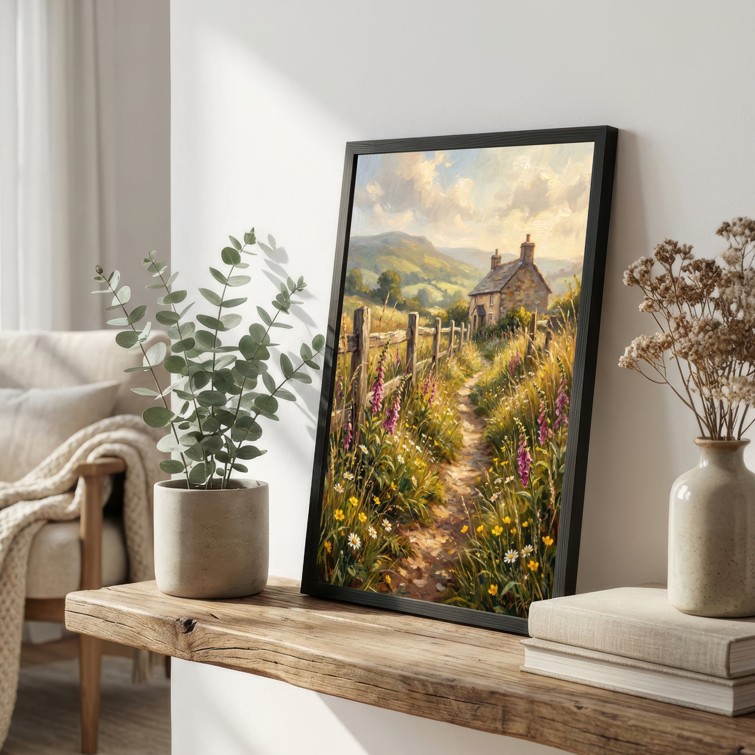 Mountain Cottage Wildflower Art Print