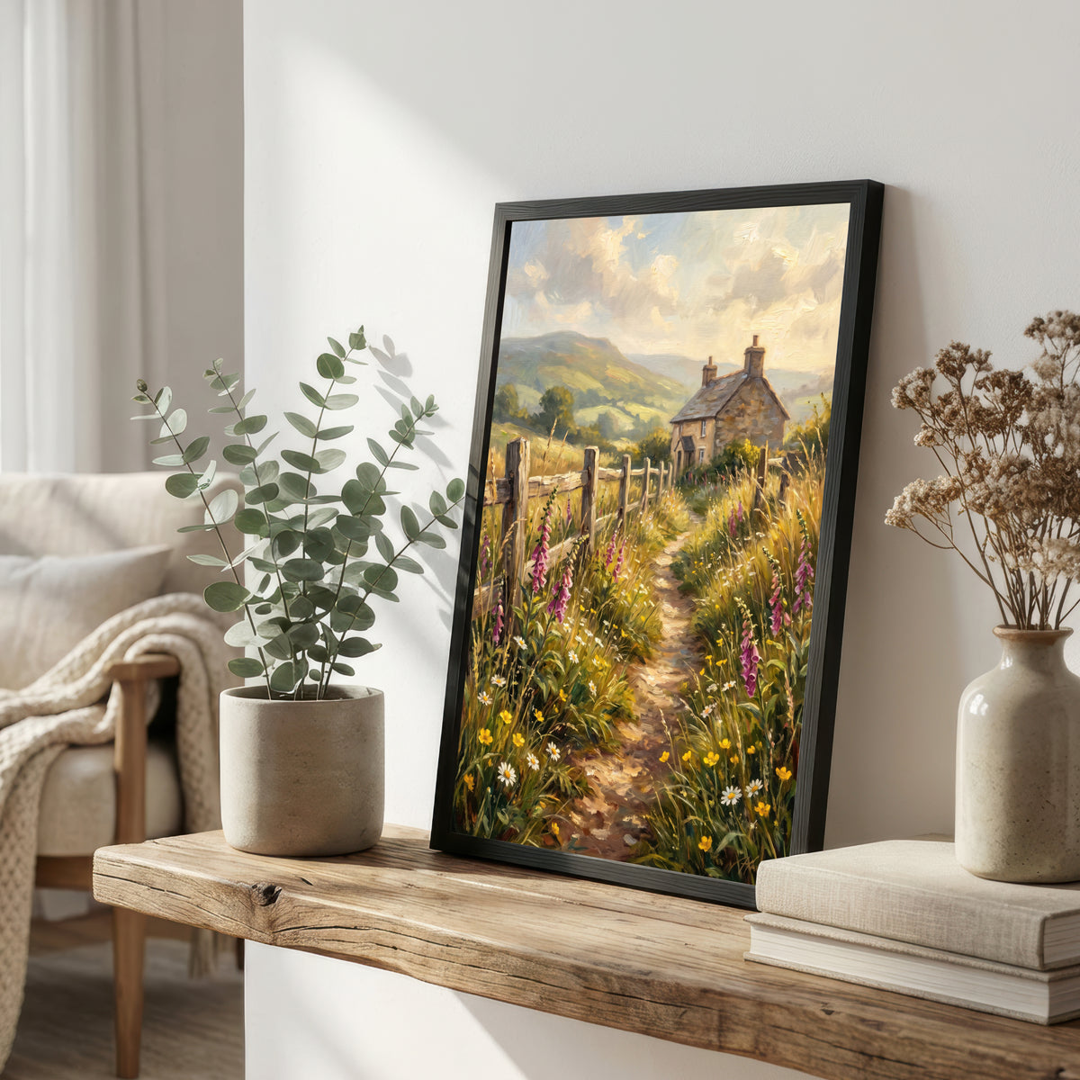Mountain Cottage Wildflower Art Print