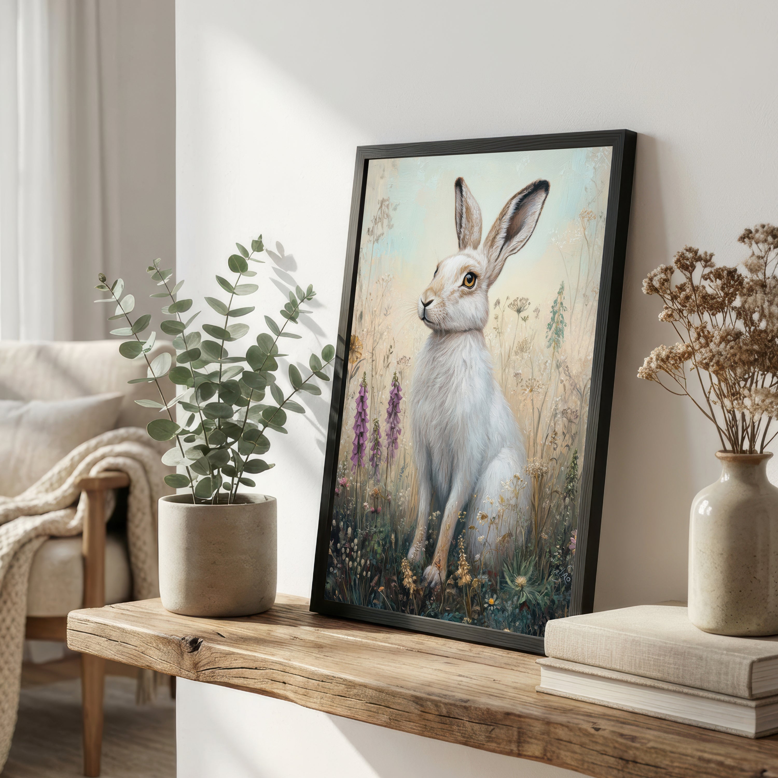Hare Wildflower Meadow Art Print