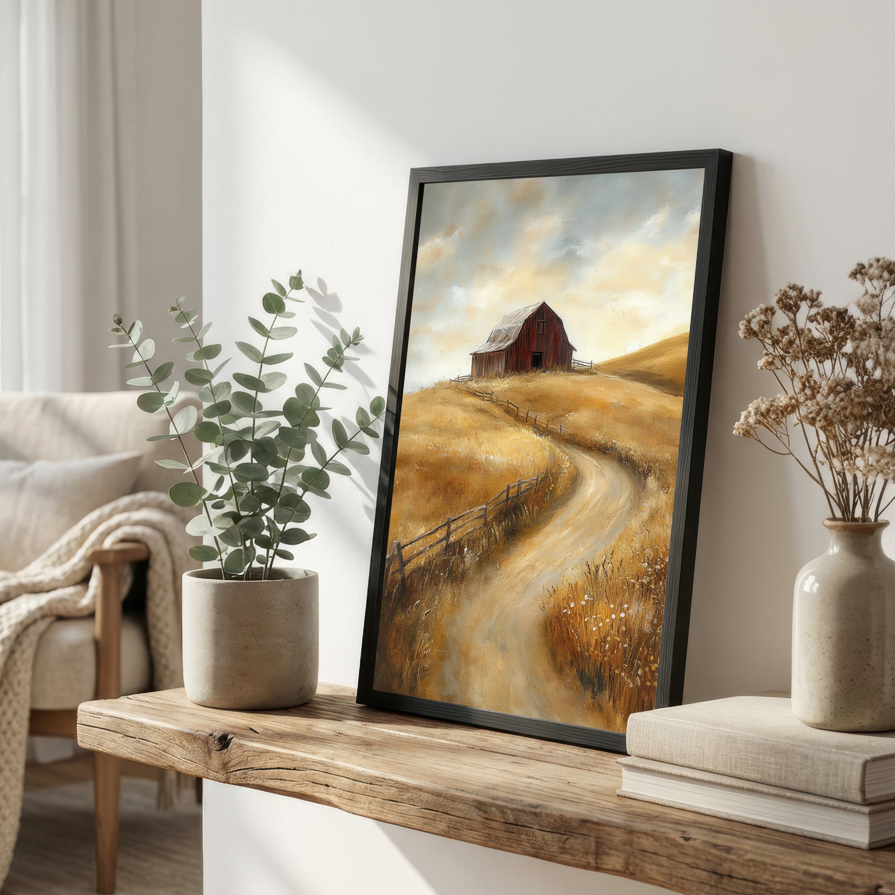 Rustic Barn Country Lane Art Print