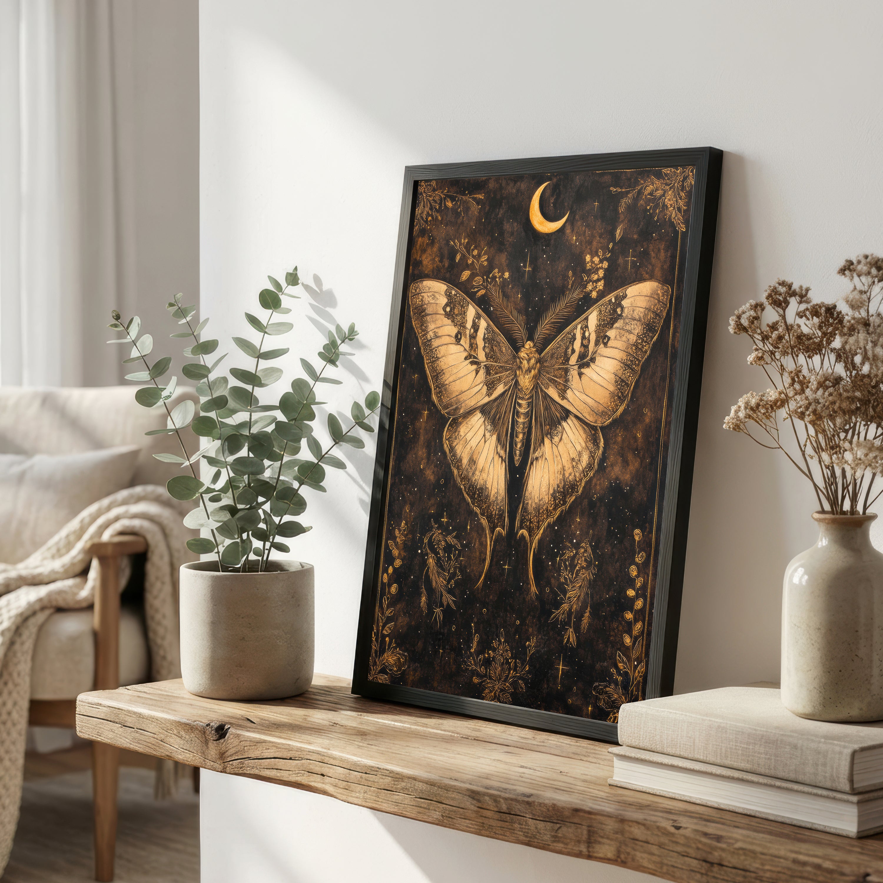 Celestial Moth Dark Academia Art Print