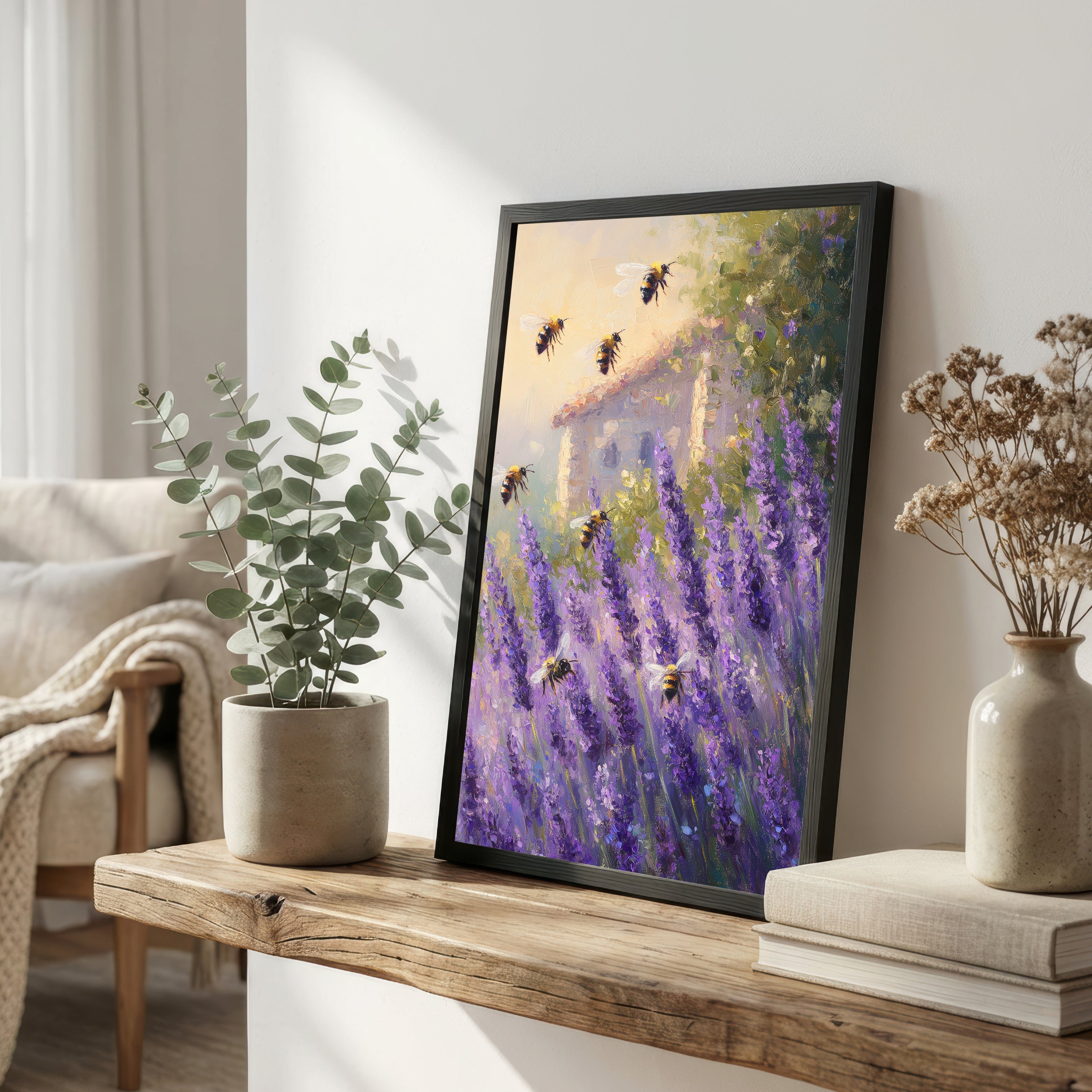 Bumblebee Lavender Meadow Art Print