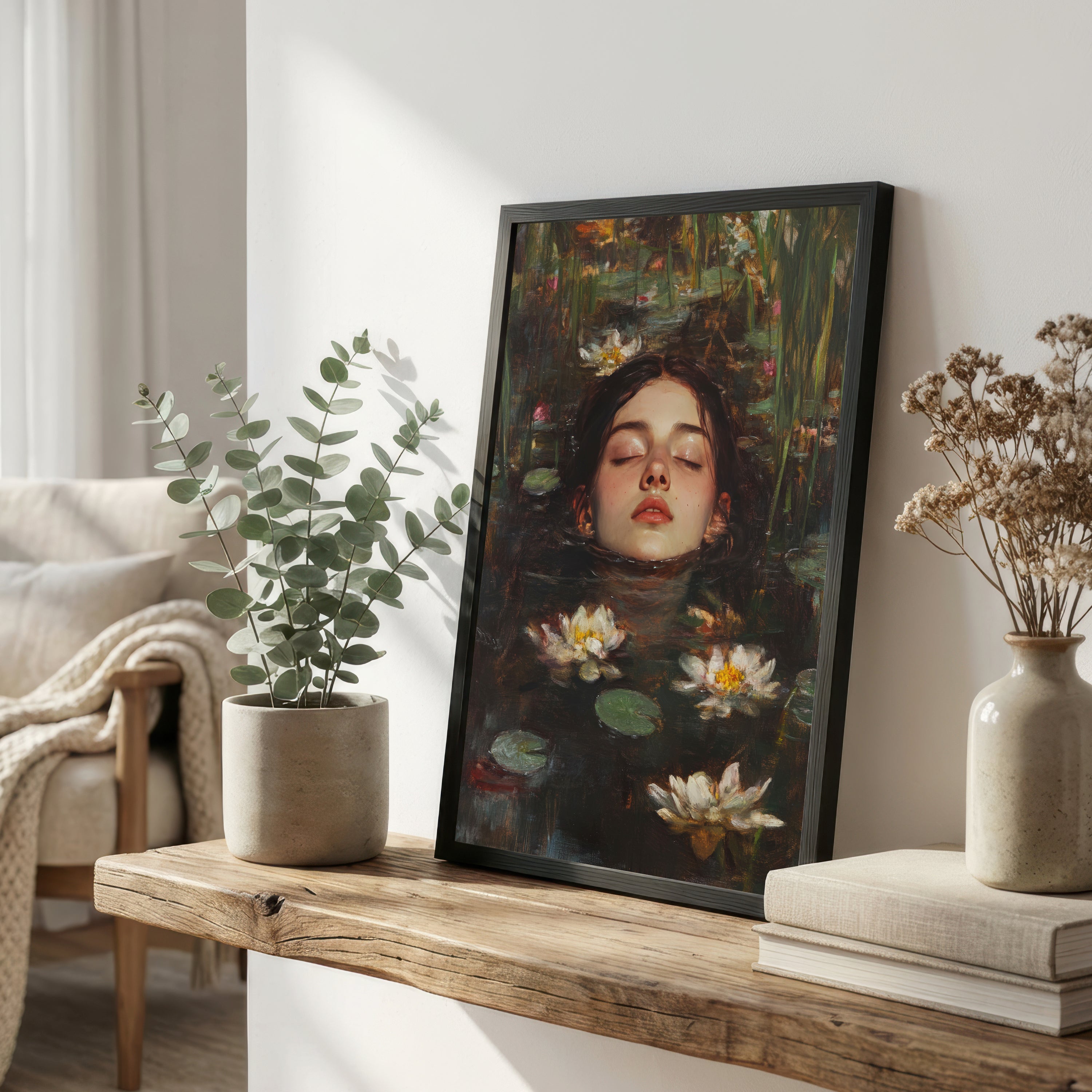 Water Lily Woman Art Print