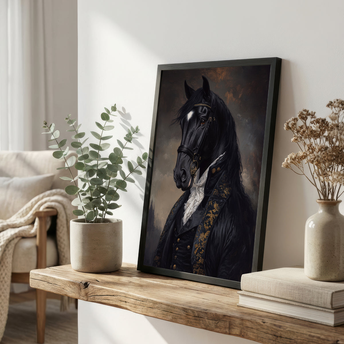 Gothic Black Horse Art Print