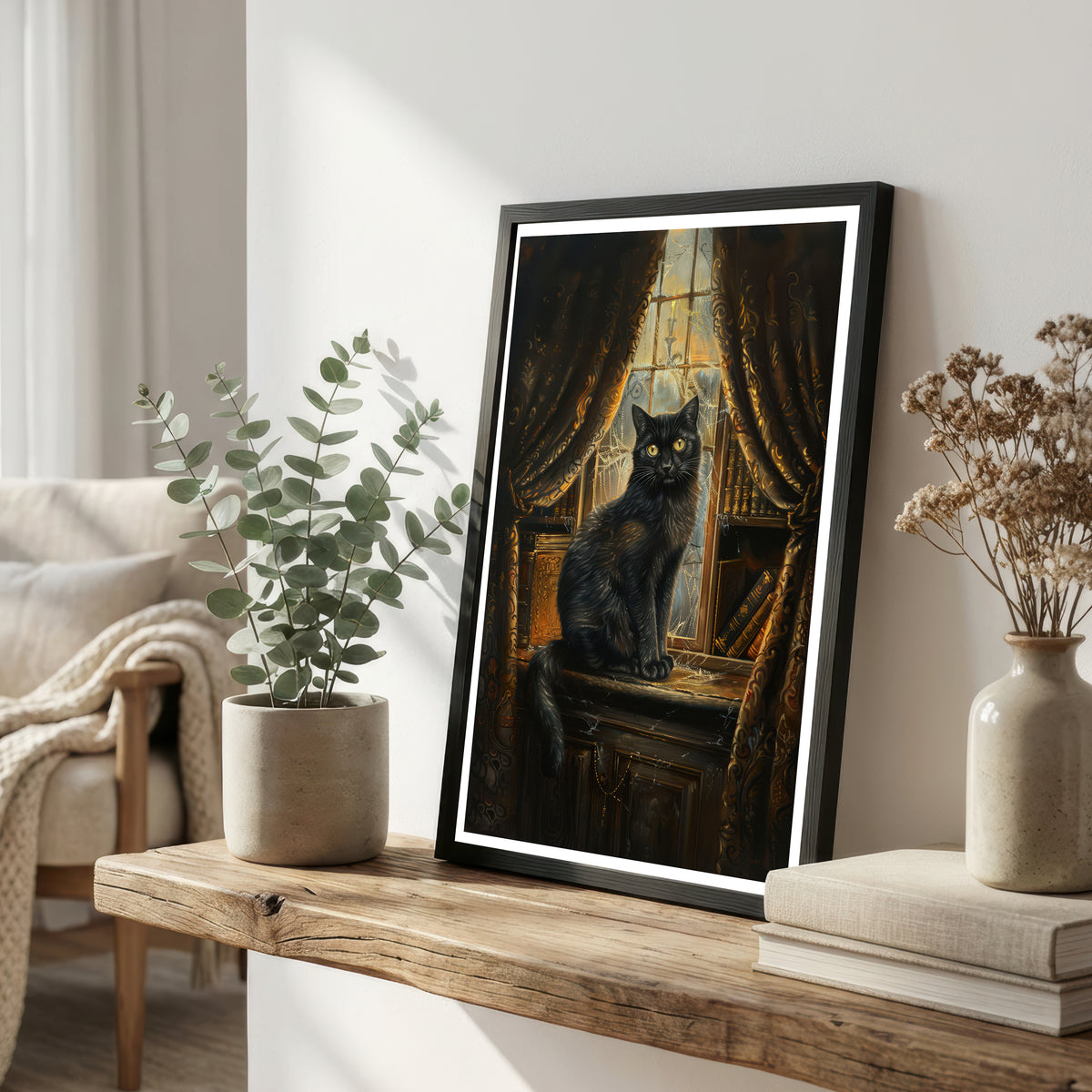 Black Cat Gothic Art Print
