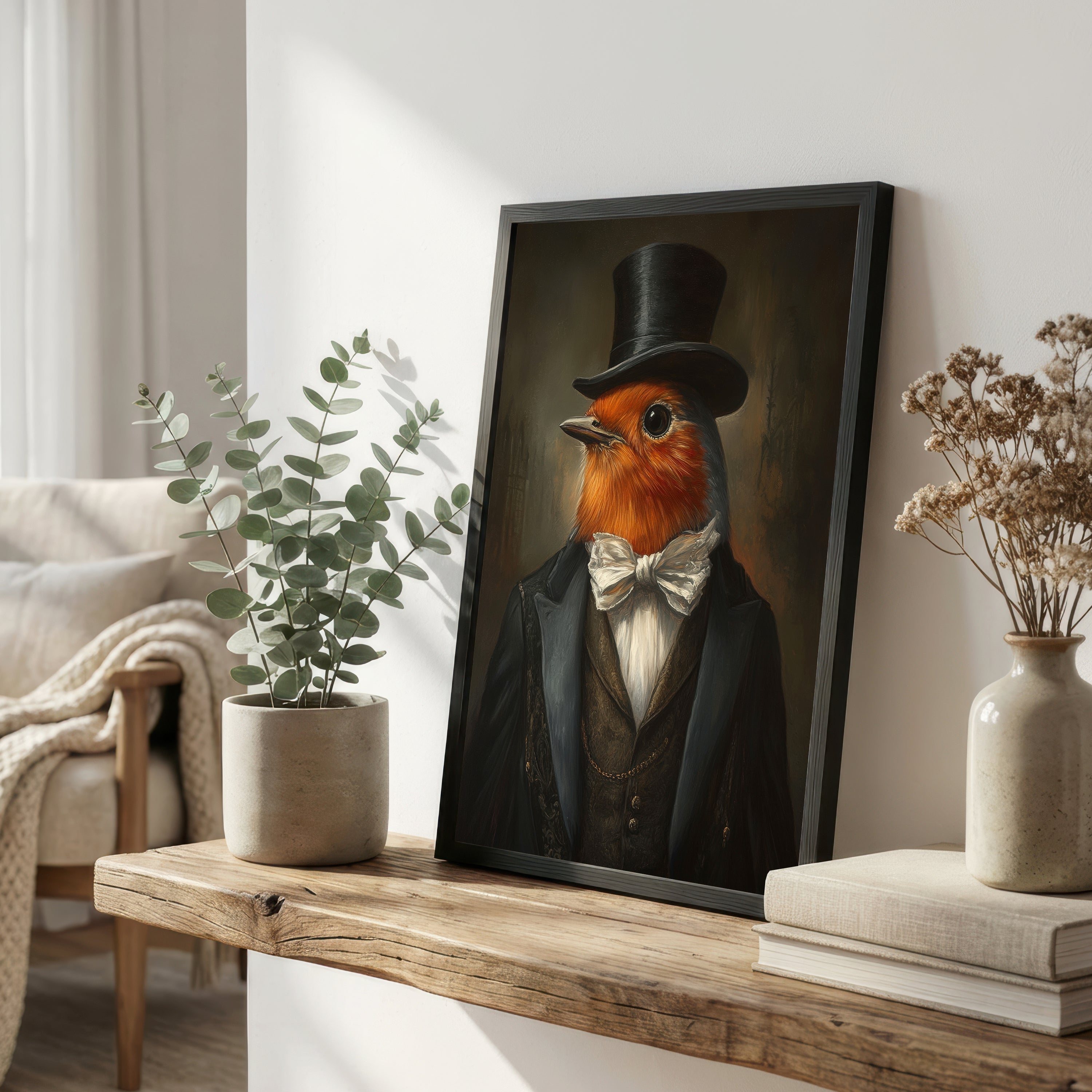 Robin in Top Hat Art Print