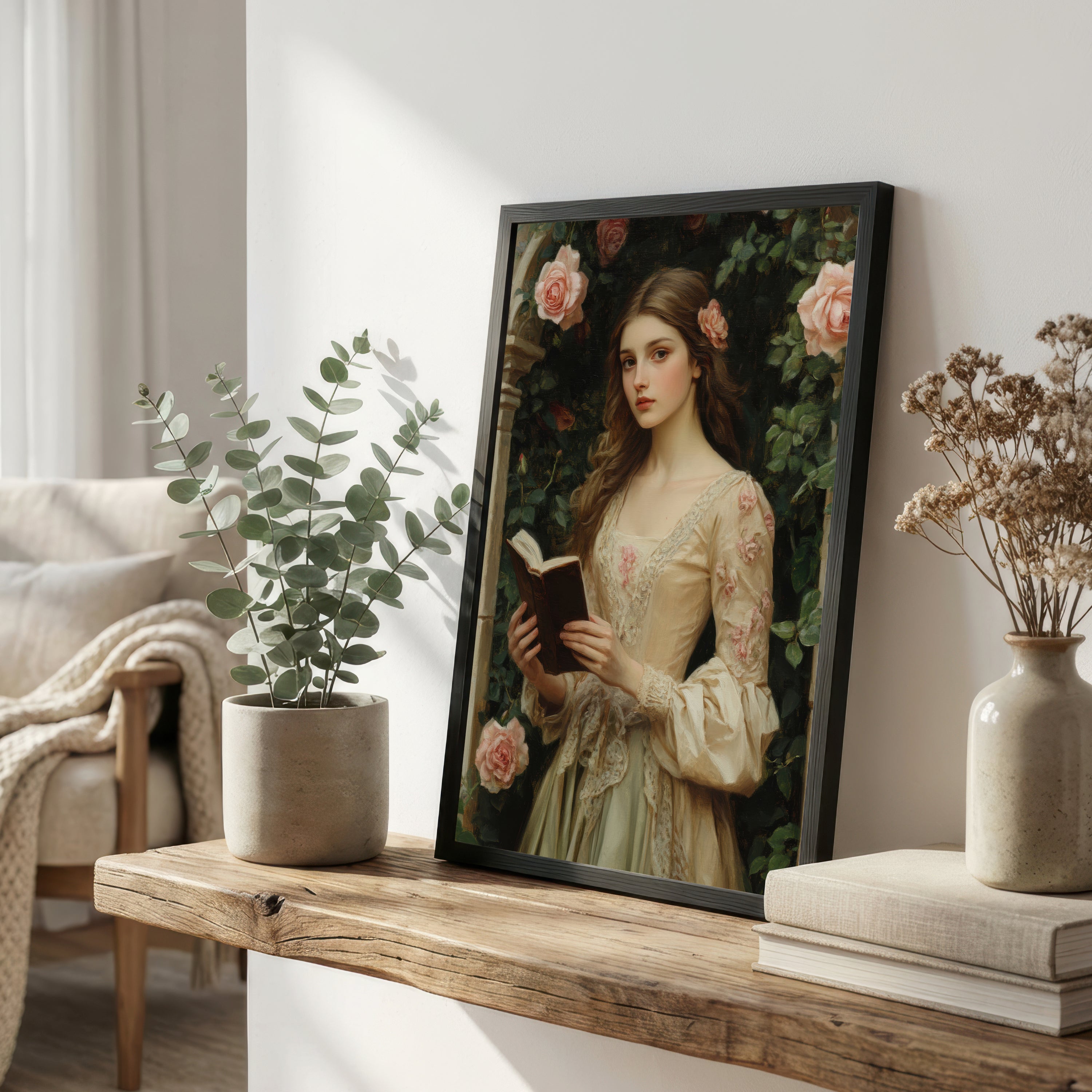 Romantic Woman Reading Art Print