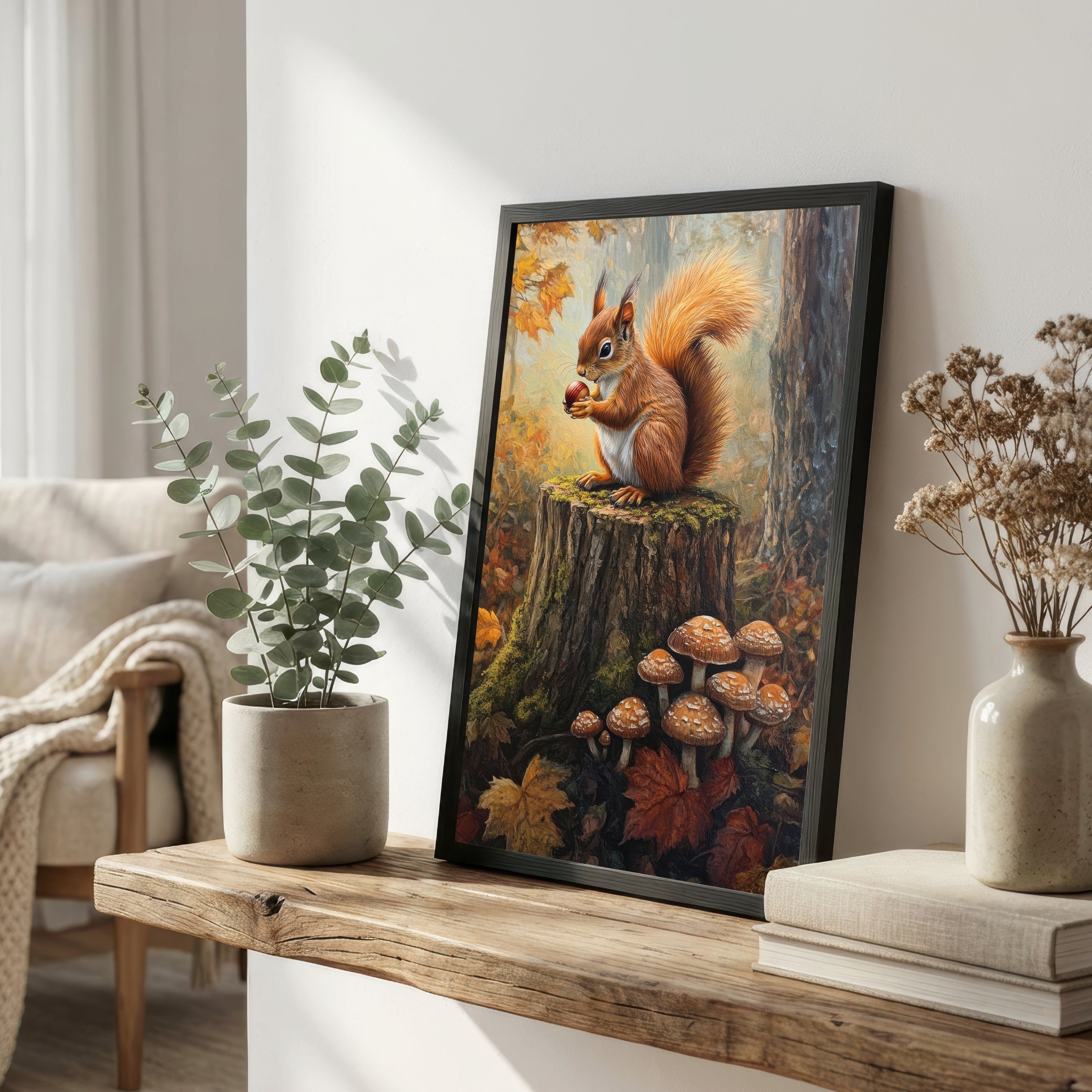 Autumn Squirrel Woodland Art Print