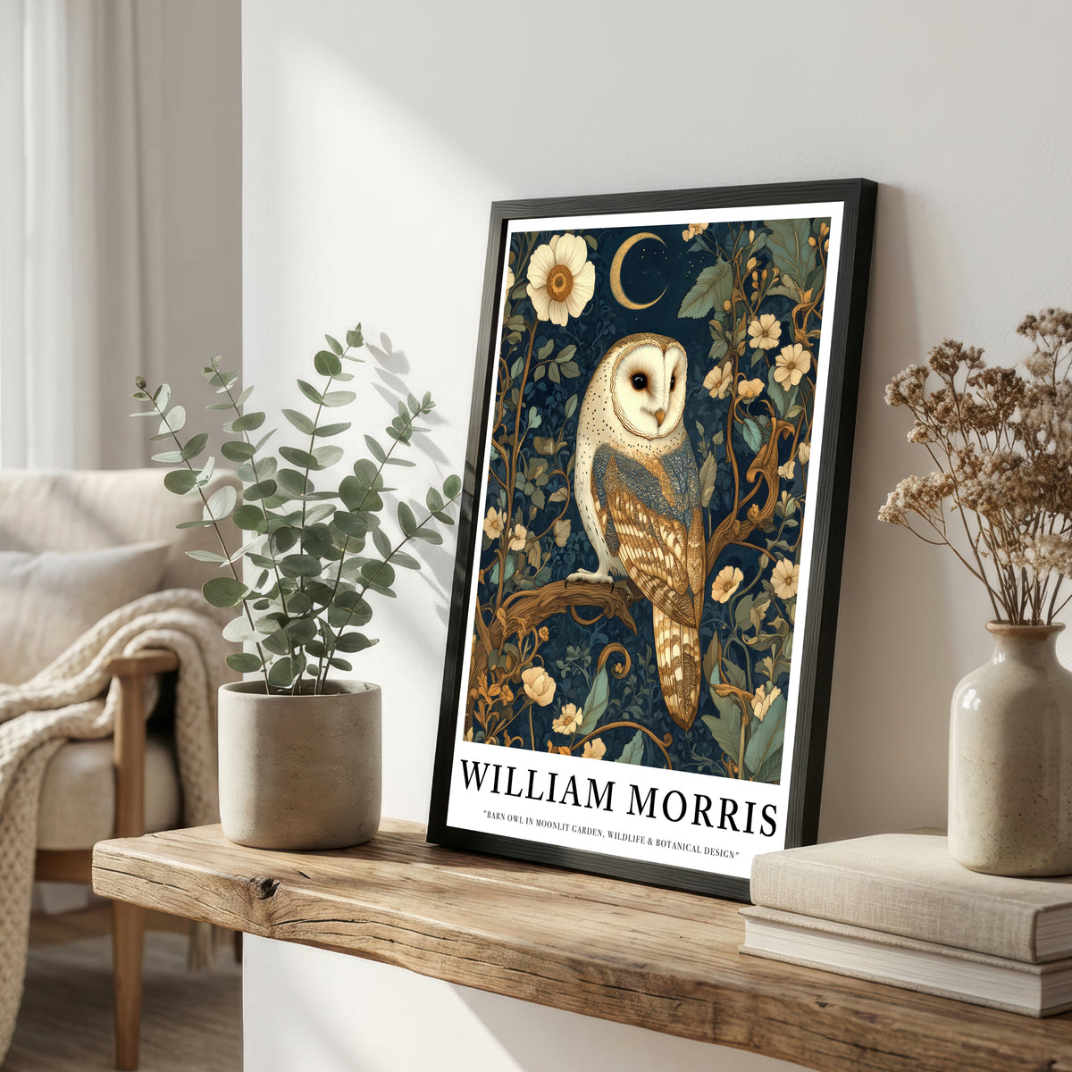 William Morris Inspired Barn Owl Art Print