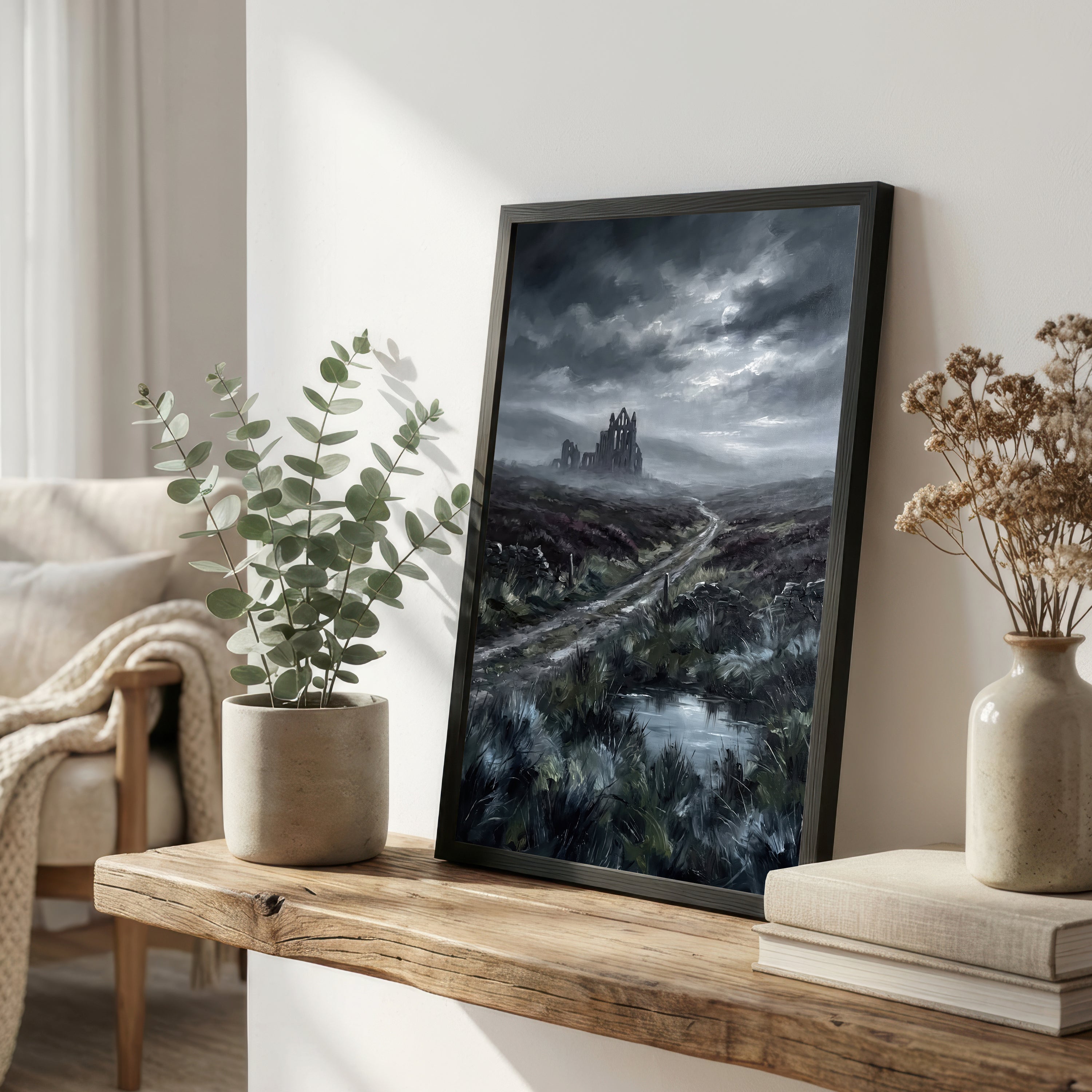 Gothic Abbey Storm Landscape Art Print
