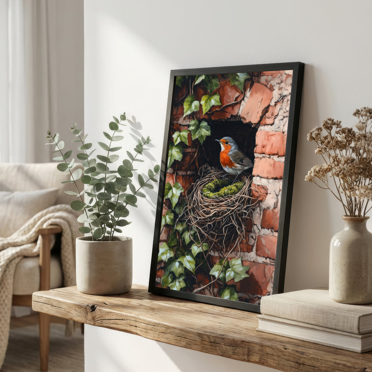 Robin Nest Botanical Art Print