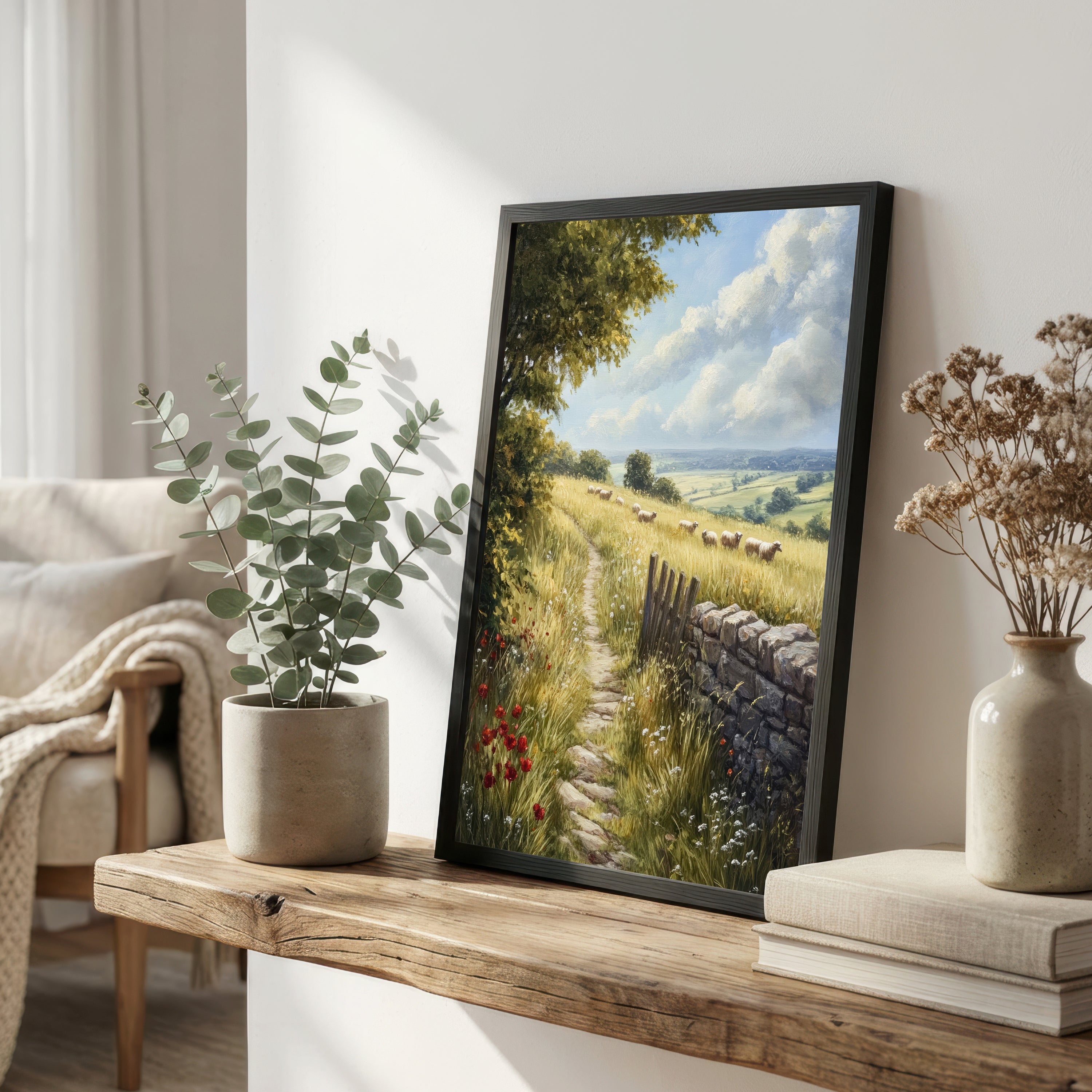 Pastoral Sheep Landscape Art Print