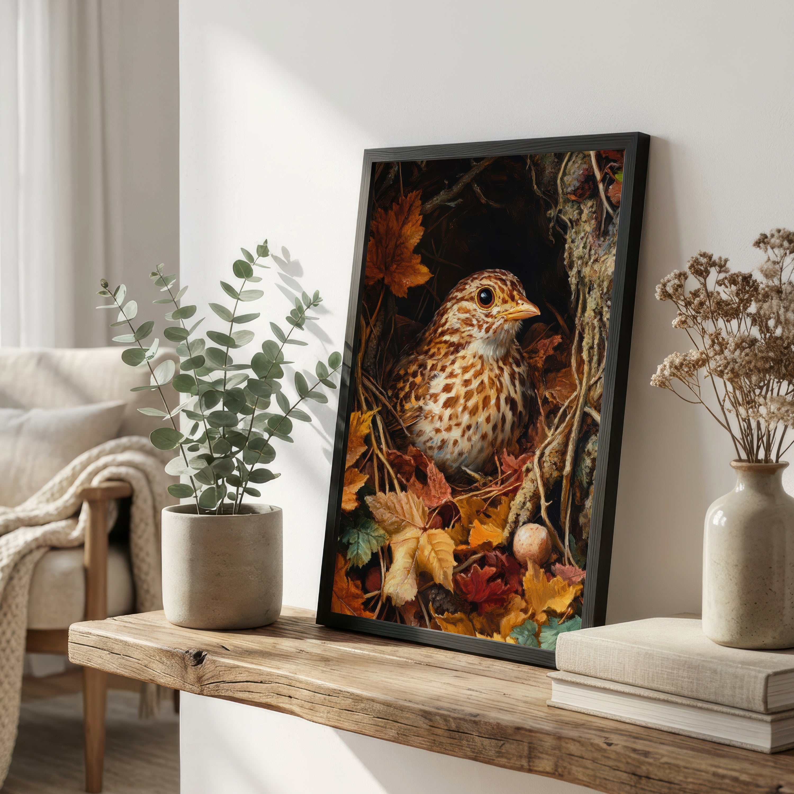 Song Thrush Autumn Woodland Art Print
