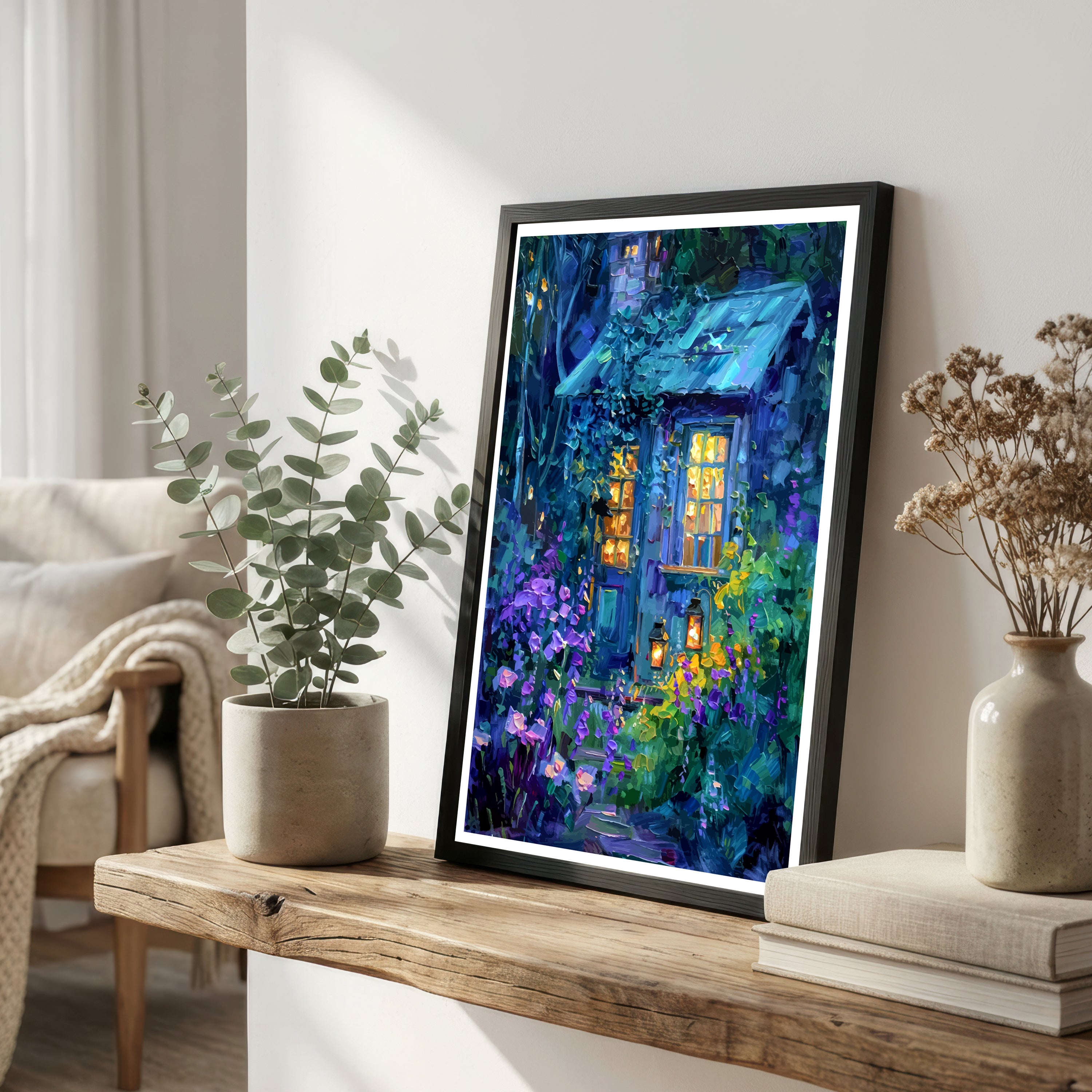 Blue Cottage Garden Art Print