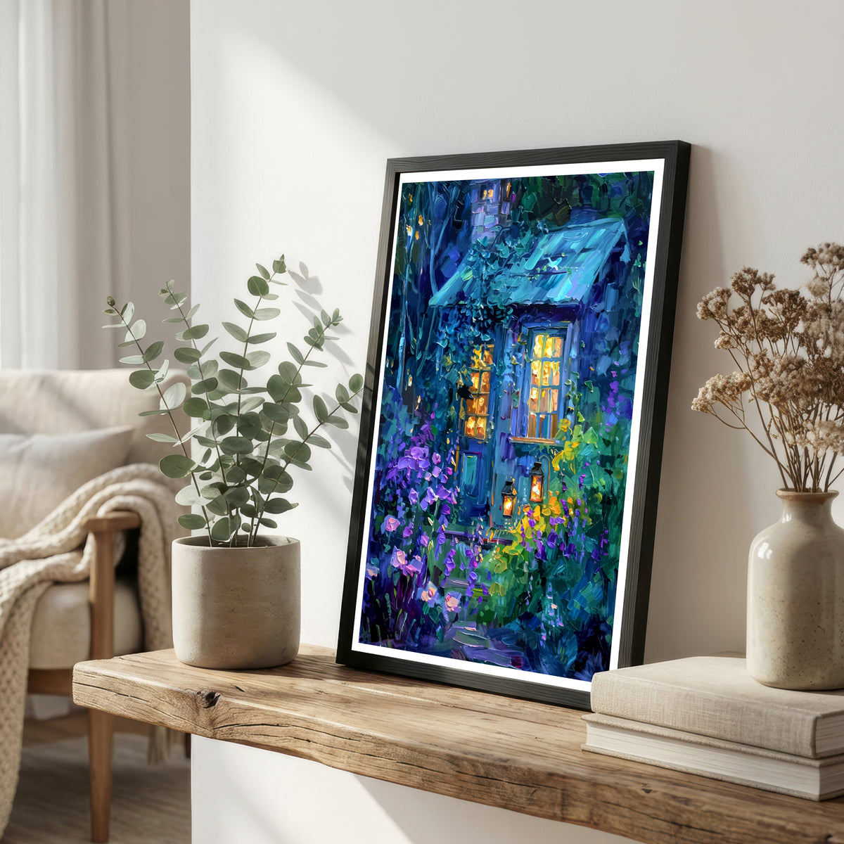 Blue Cottage Garden Art Print