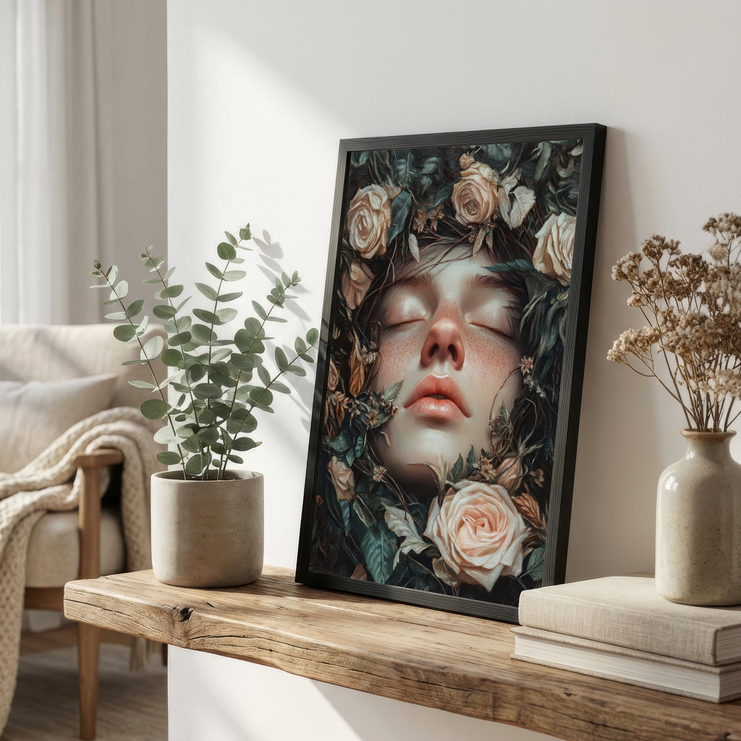 Floral Woman Portrait Art Print